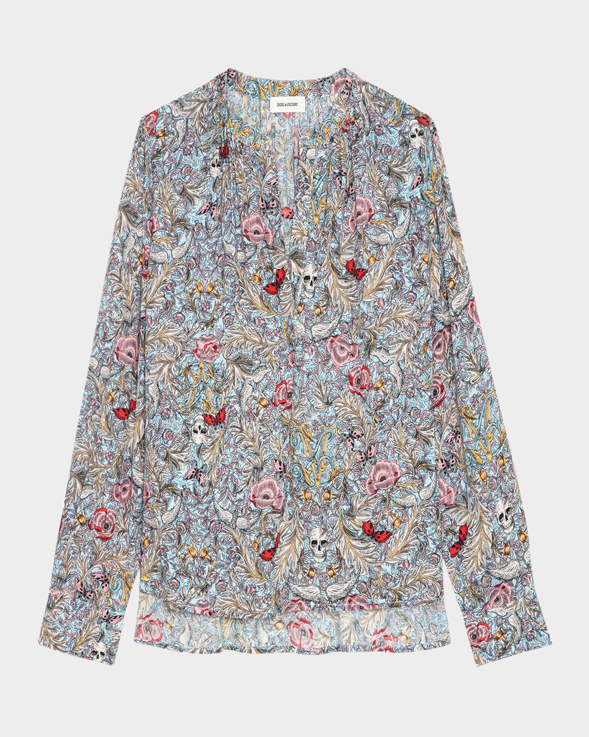 Zadig & Voltaire Tink Floral-print Blouse In Mist