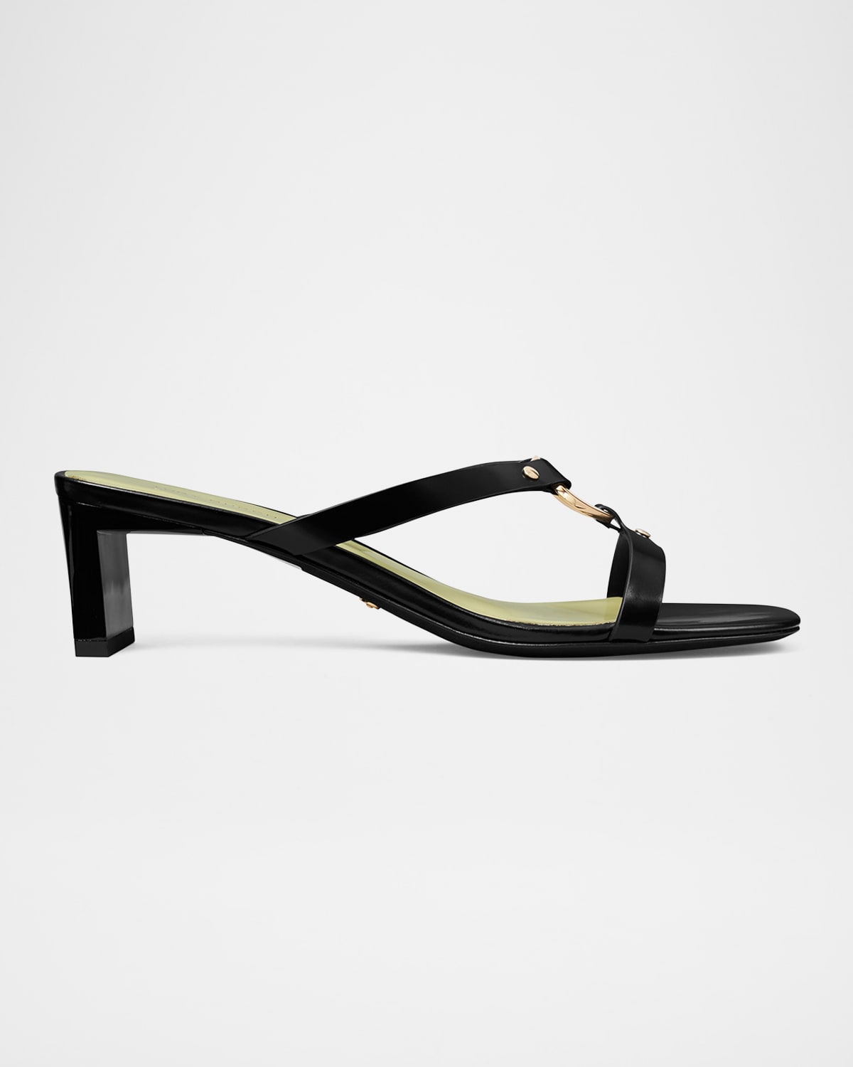 Tory Burch Ring Hardware Slide Sandal In Perfect Black  Mint Green  Gold