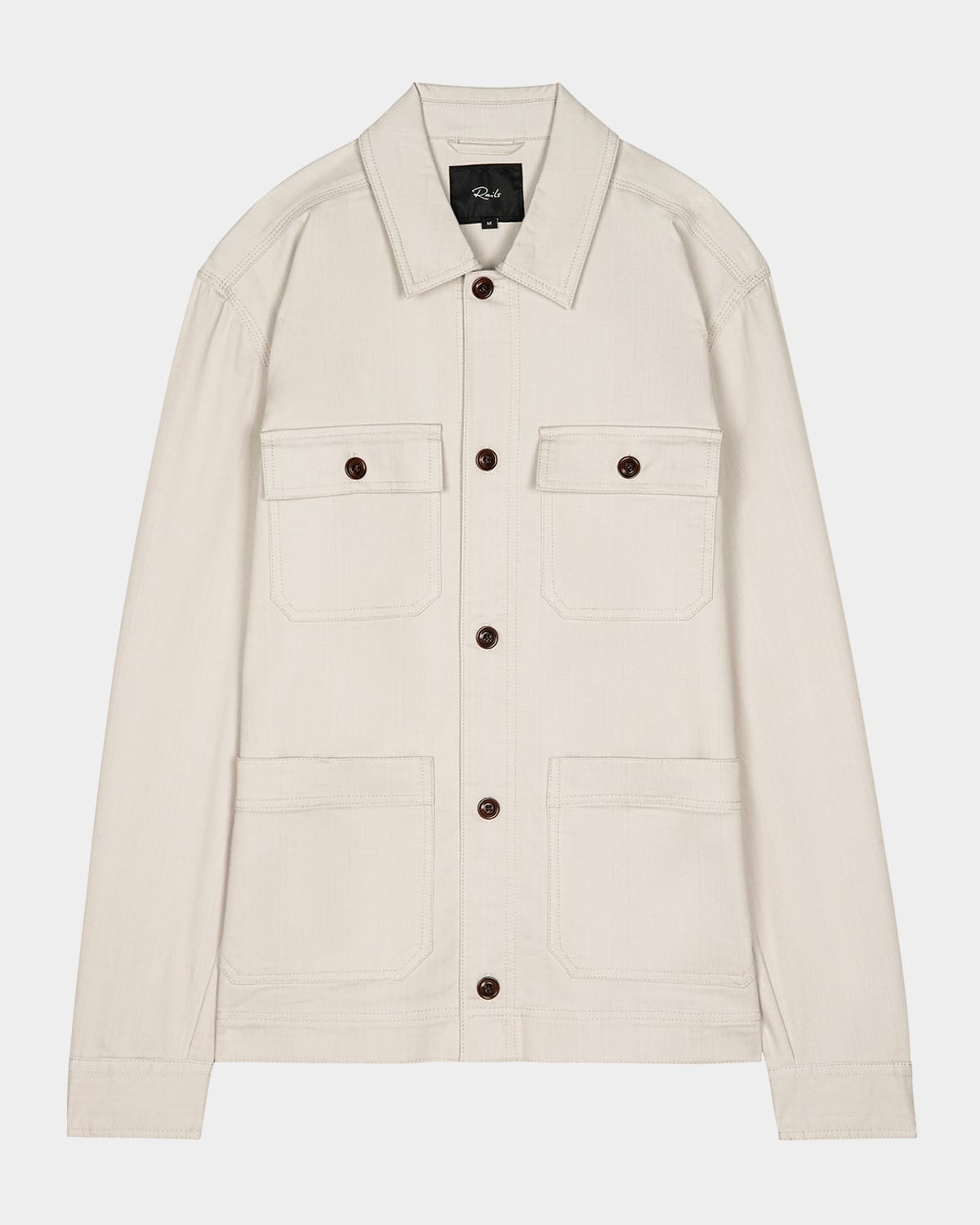 Rails Men's Franklin 4-pocket Overshirt In Oat Railroad Dobby