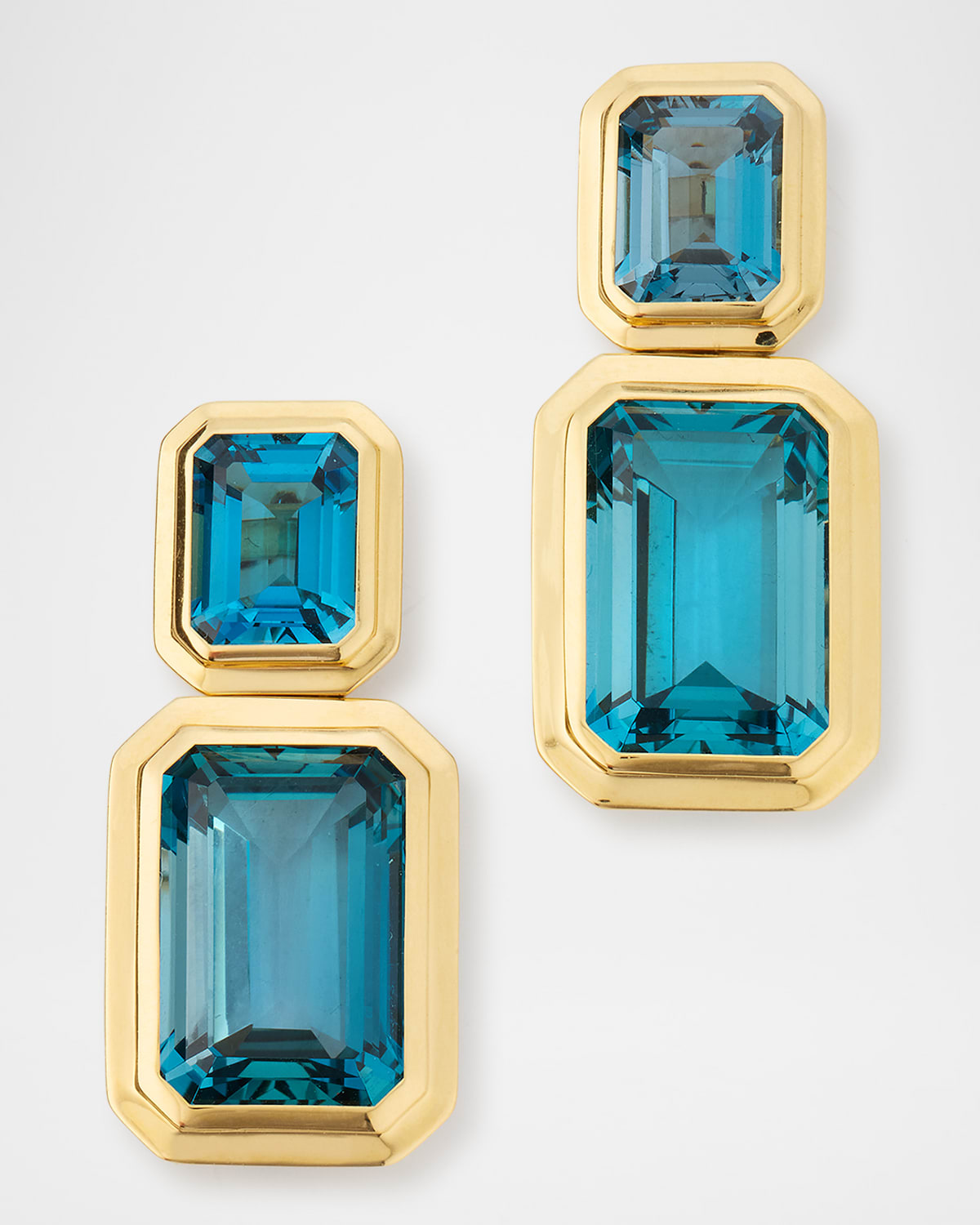18K Yellow Gold London Blue Topaz Dangle Earrings