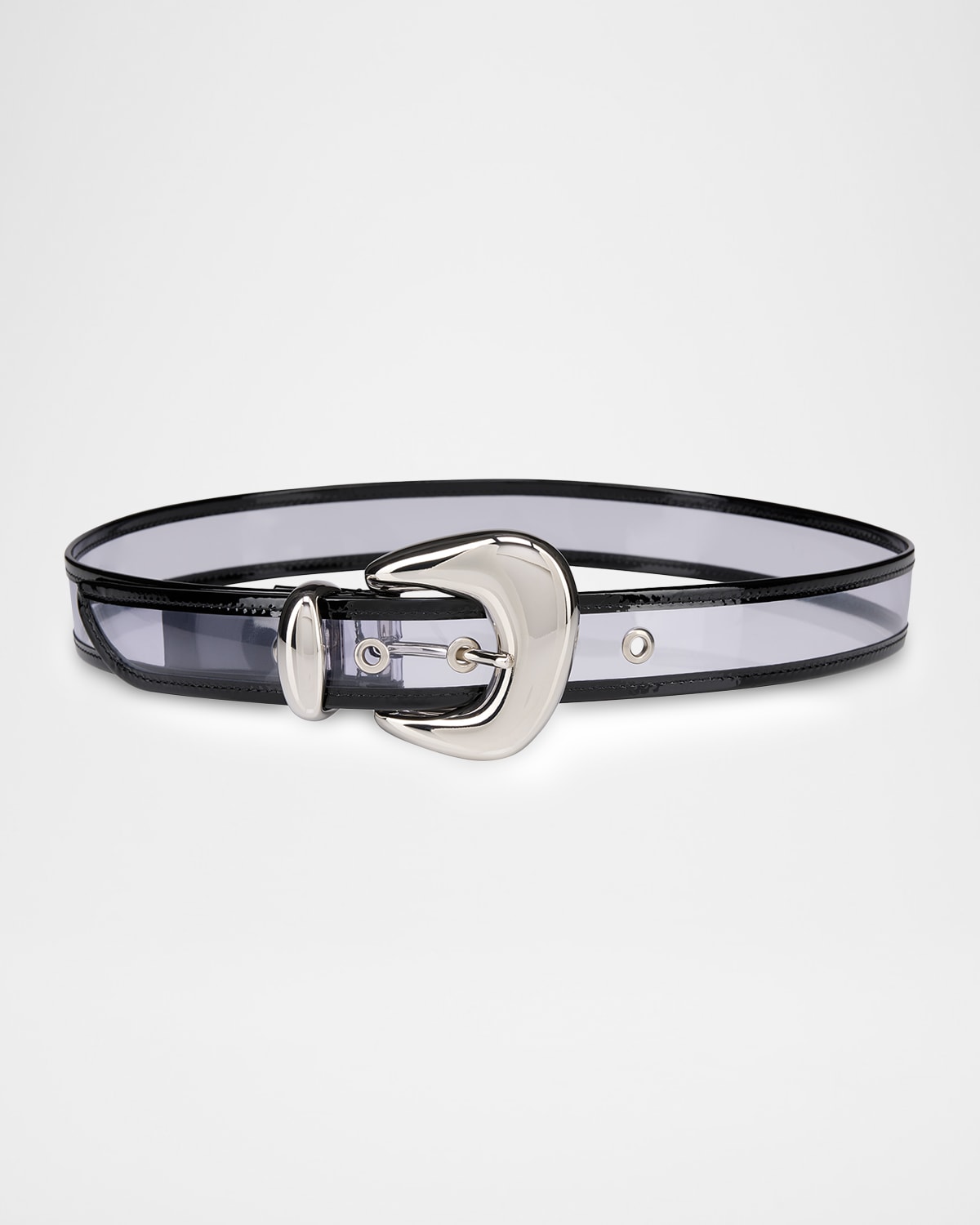 Christian Louboutin Bubble Belt In Clear Pvc And Patent Leather In Black