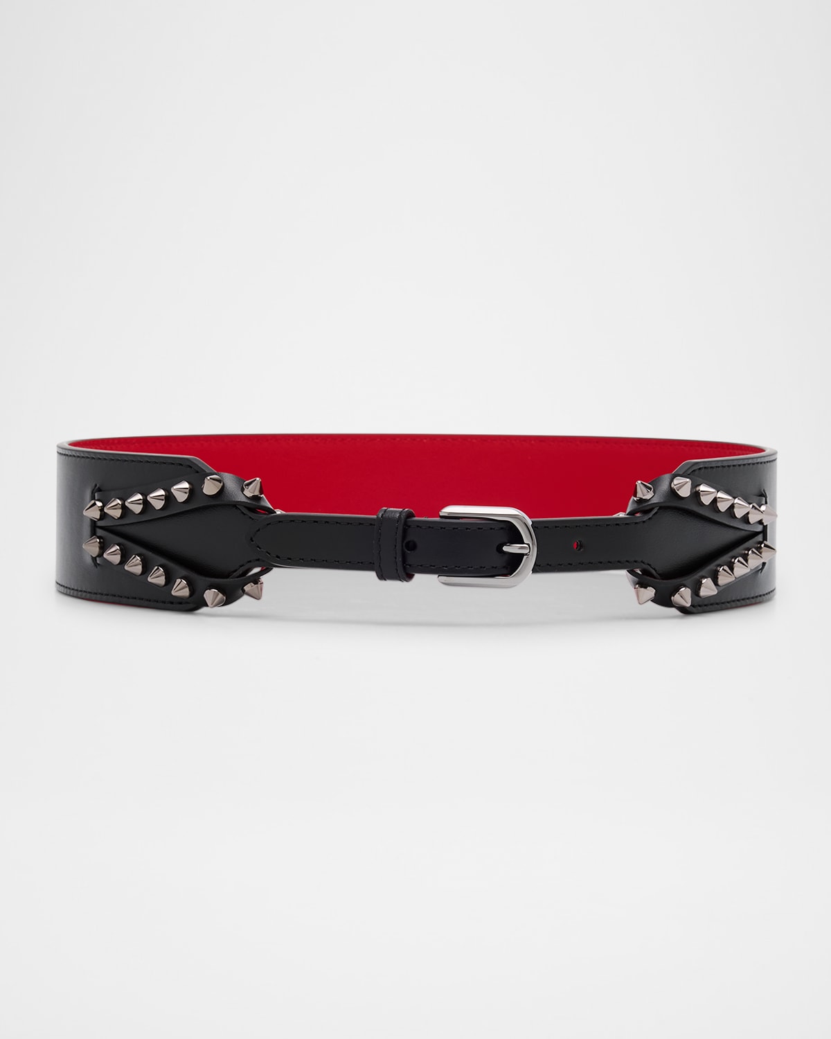 Christian Louboutin Cabata Spike Belt In Leather In Black