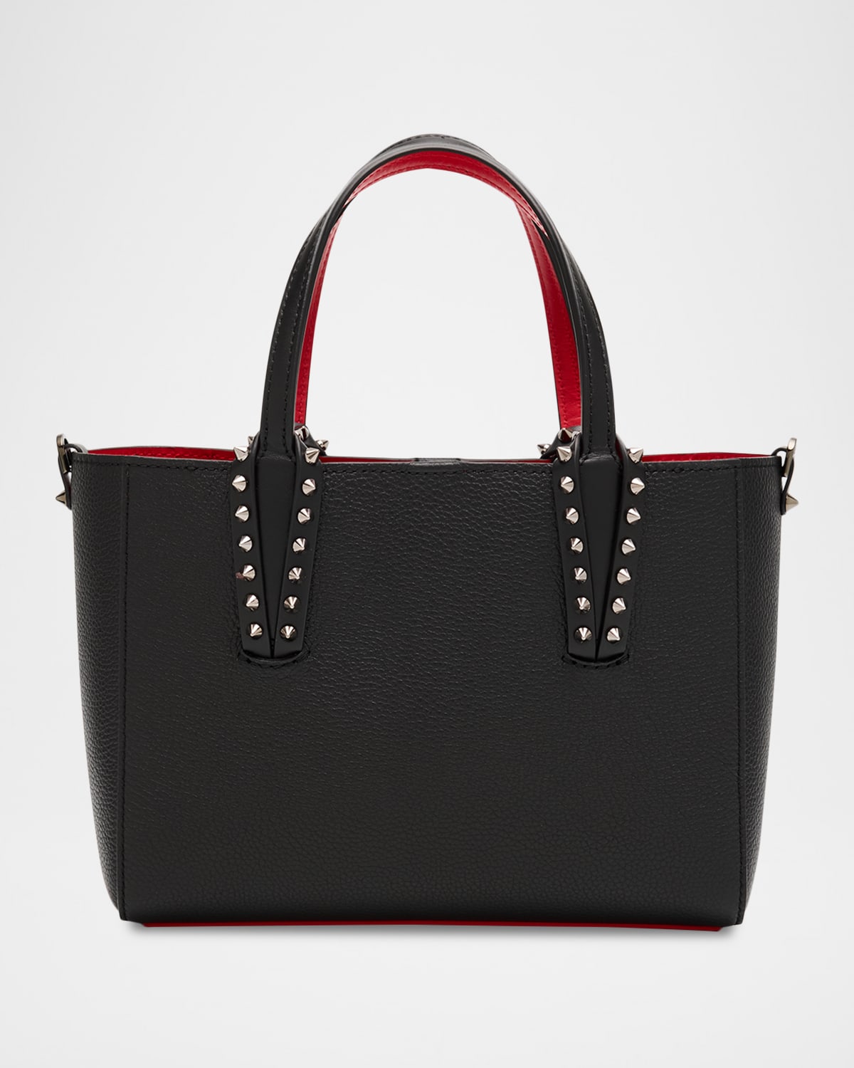 Christian Louboutin Cabata Mini Tote Bag In Leather With Spikes In Black