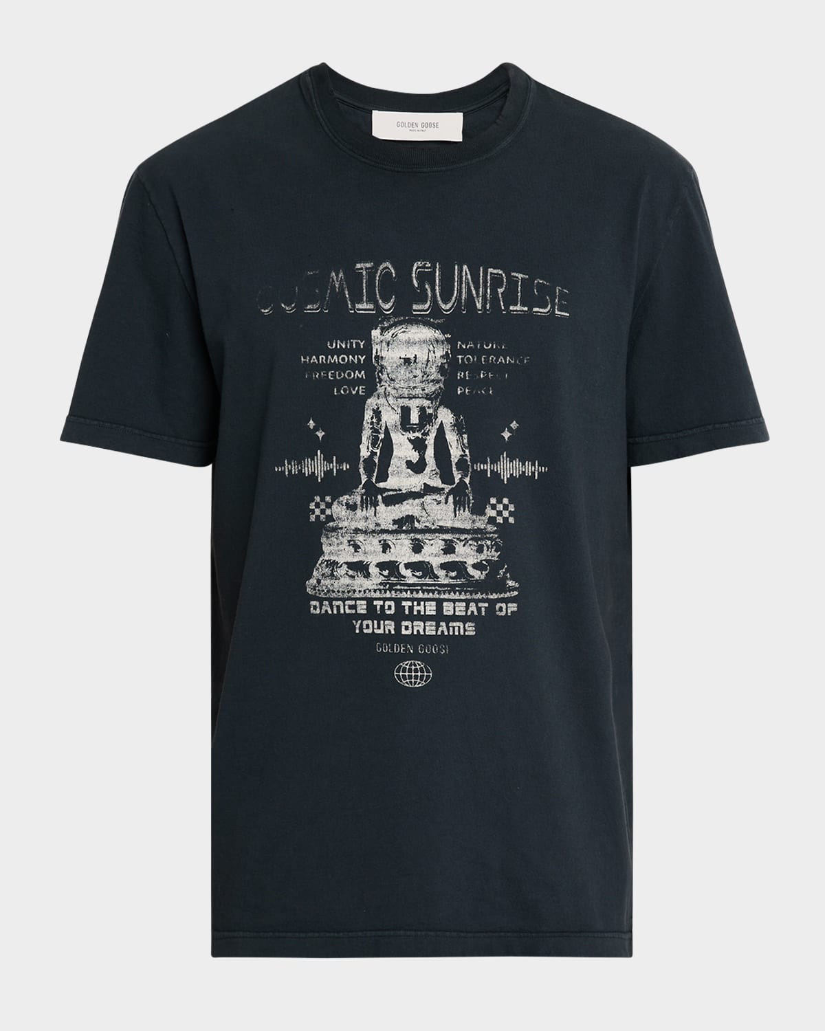 Golden Goose Retro Maxi Print Graphic T-shirt In Washed Black