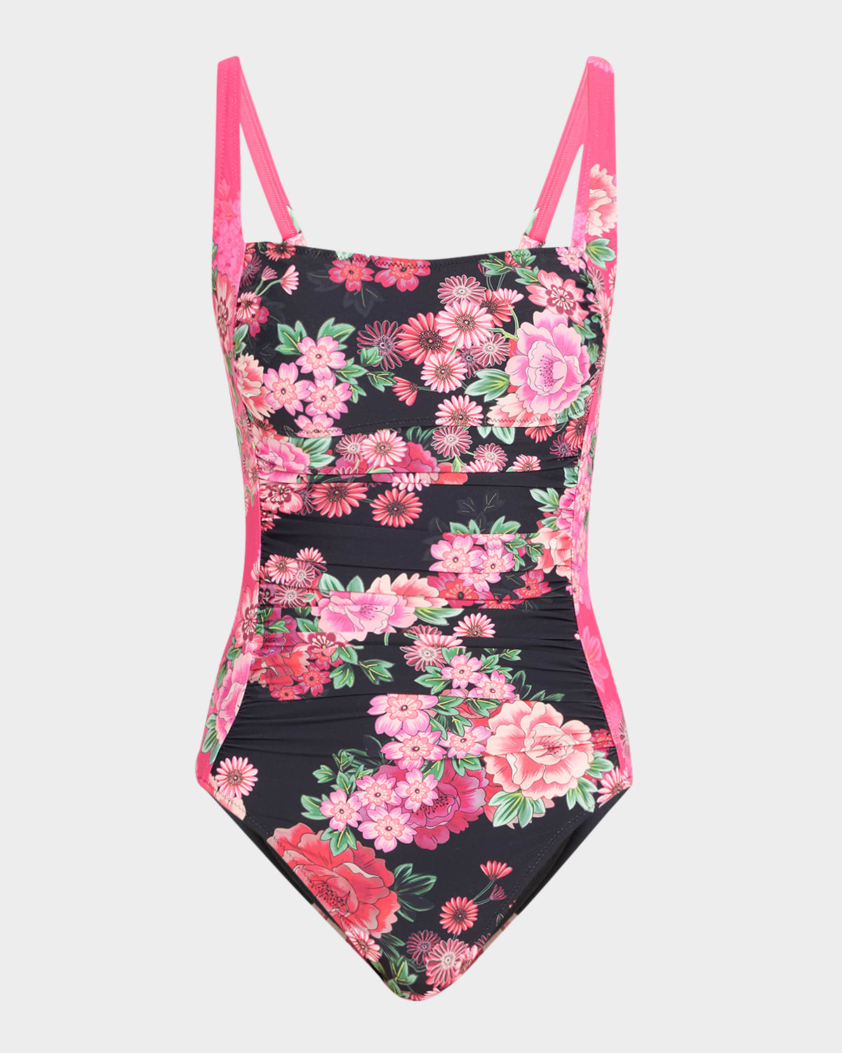 JOHNNY WAS BLUM RUCHED ONE-PIECE SWIMSUIT 