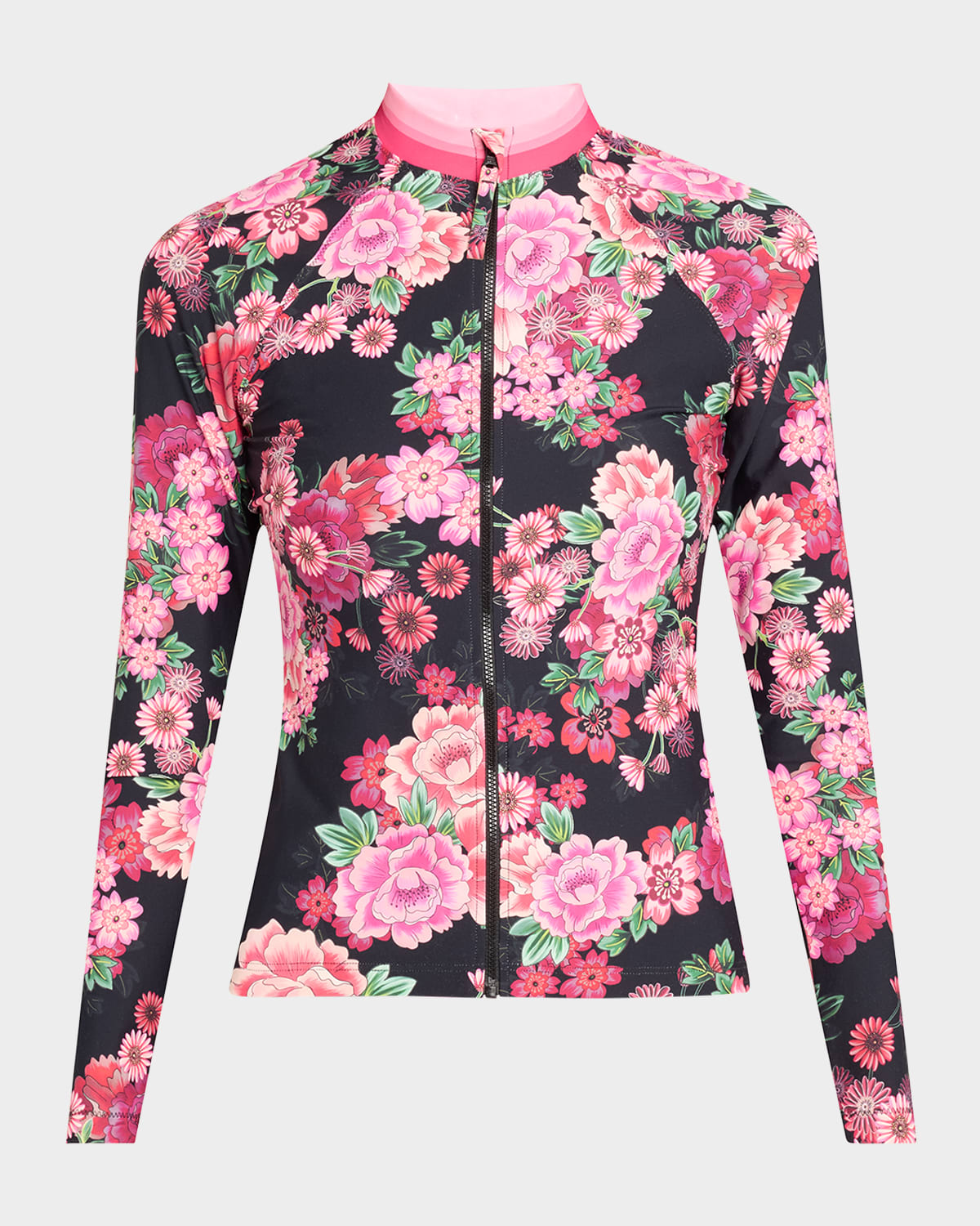 Johnny Was Blum Long-sleeve Rashguard Swim Top In Blum