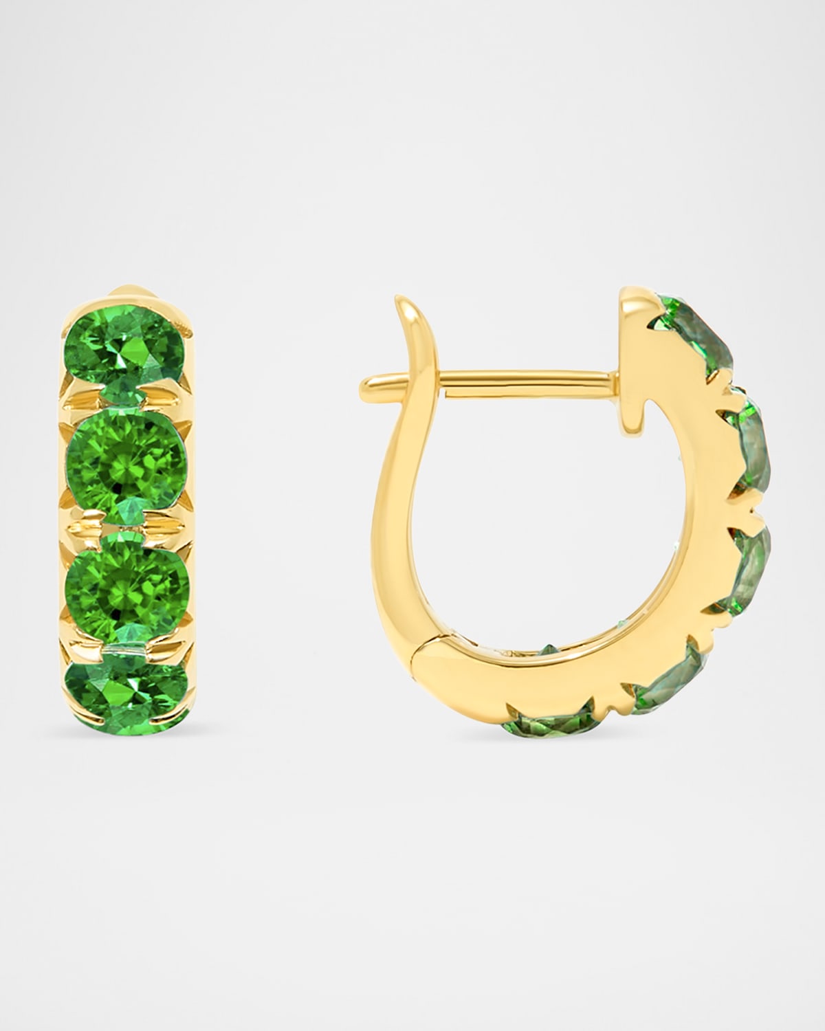 The Midi Gemstone Hoop Earrings in 18K Yellow Gold