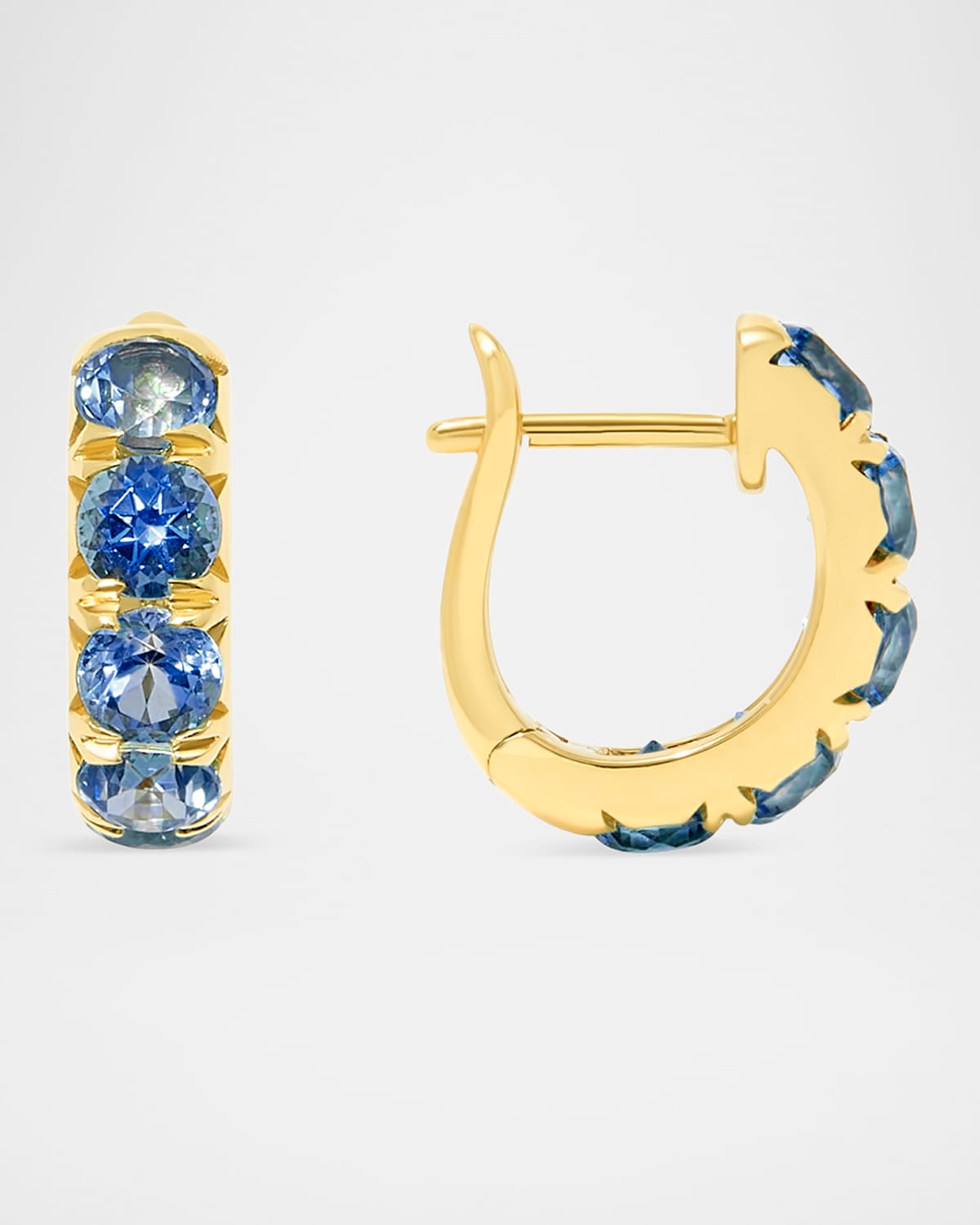 The Midi Gemstone Hoop Earrings in 18K Yellow Gold