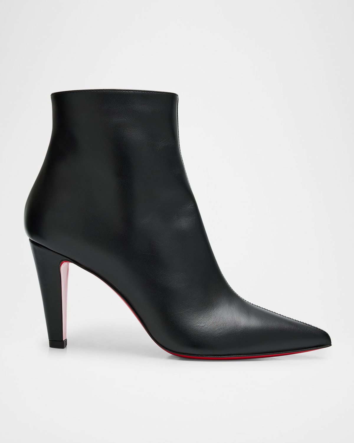 Christian Louboutin Vibella Leather Red Sole Ankle Booties In Black