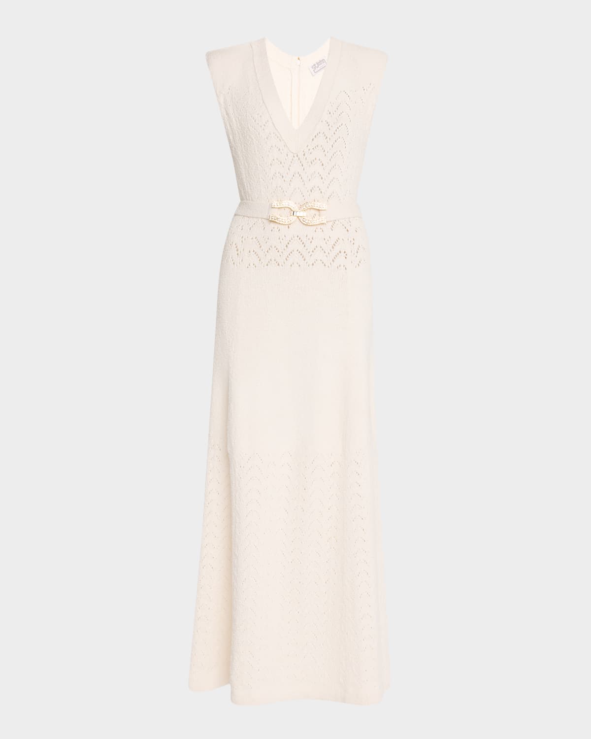 Reedition Chevron Pointelle Knit Vneck Dress