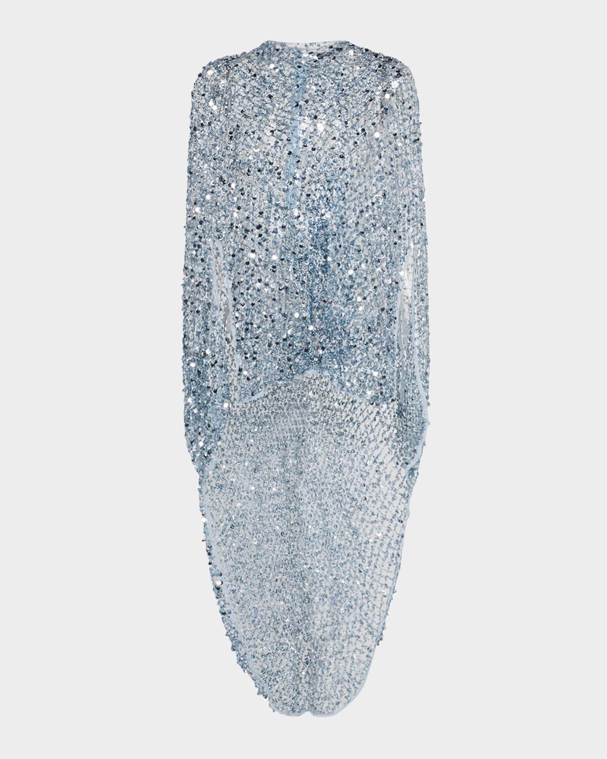 Sequined Net Oversized Cape Top