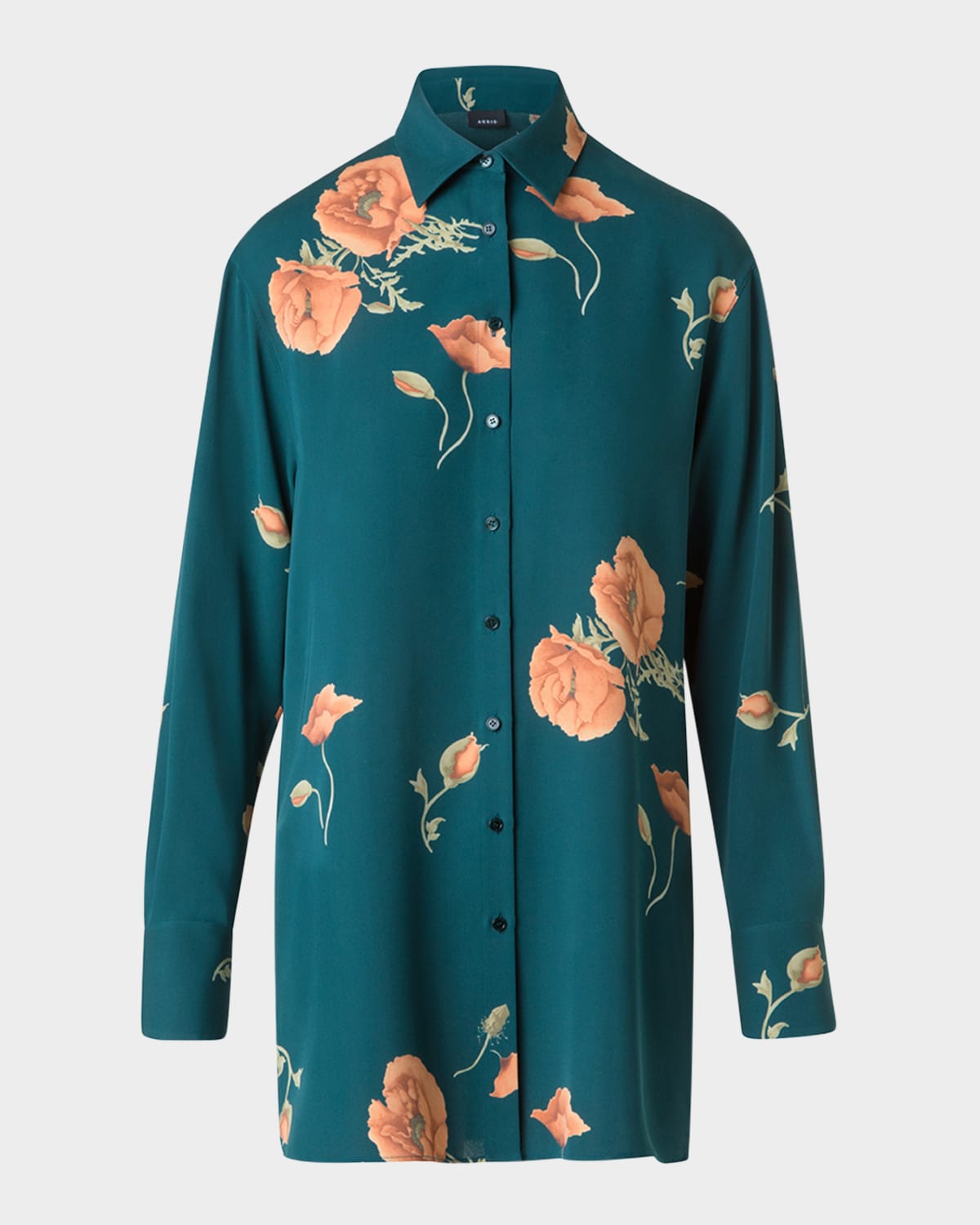 Akris Printed Silk-Crepe Tunic Blouse