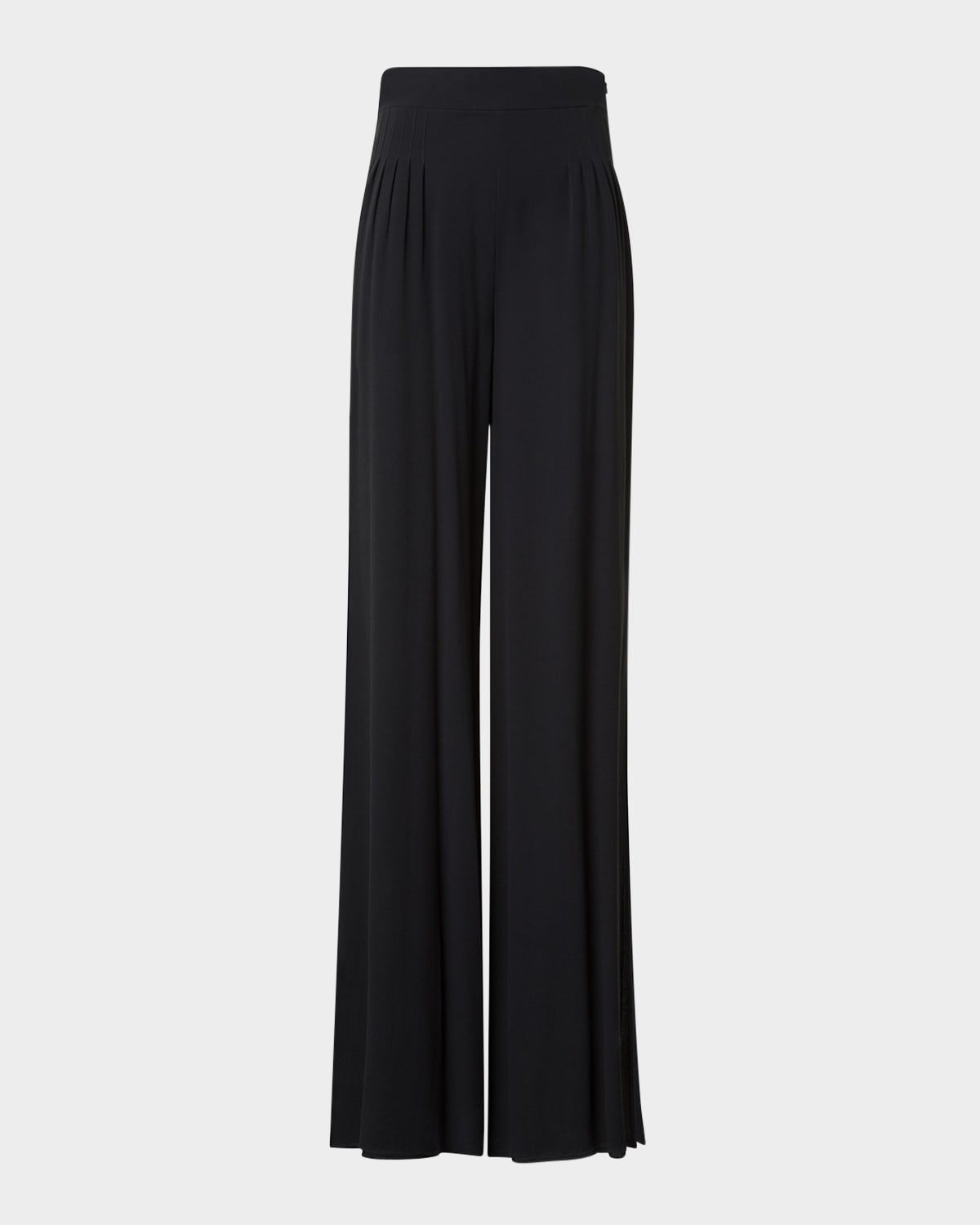 Akris Myriam Pleated Wide Silk-georgette Pants In Multi