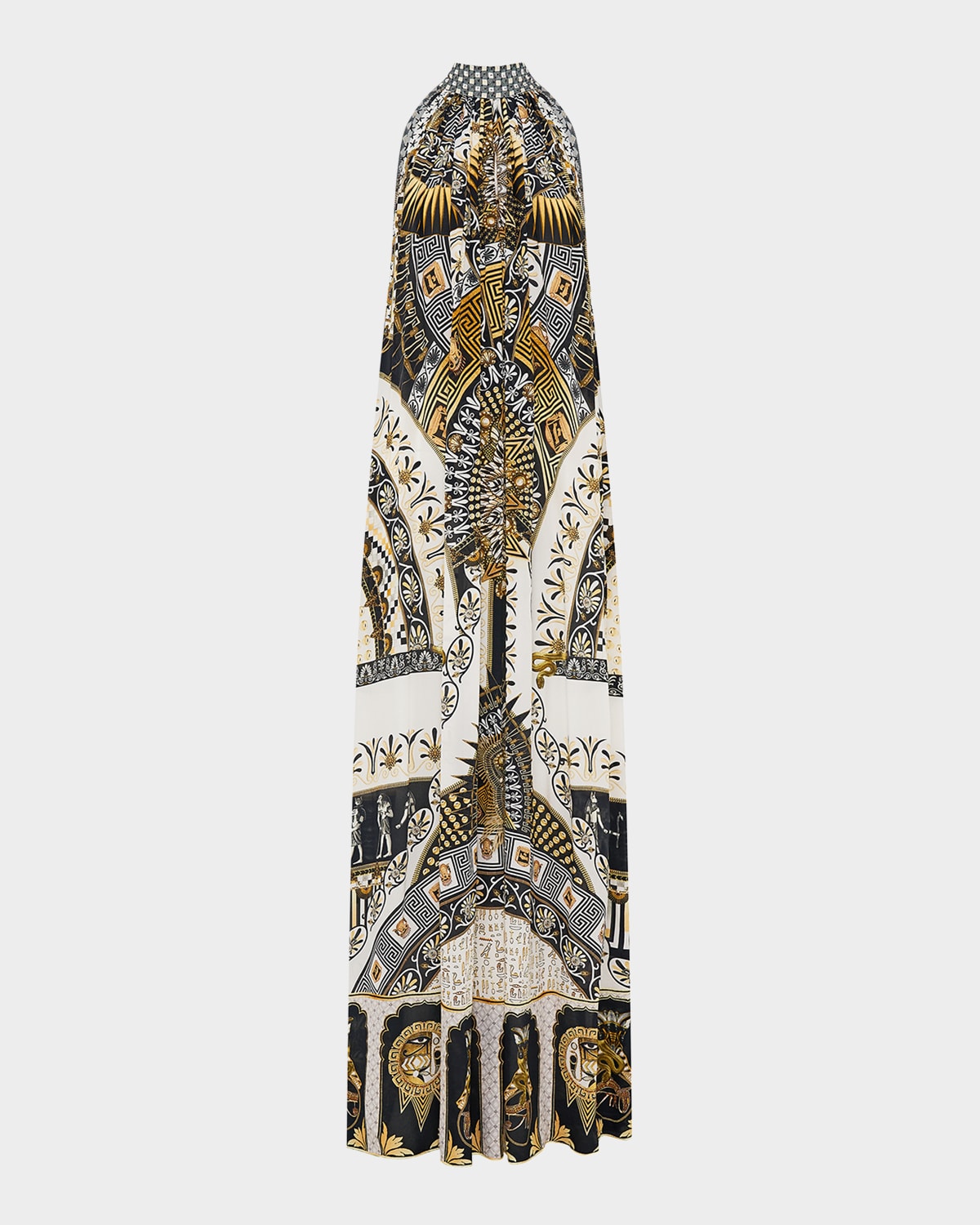 Shop Camilla Temples Of Dendara Tie-neck Maxi Dress