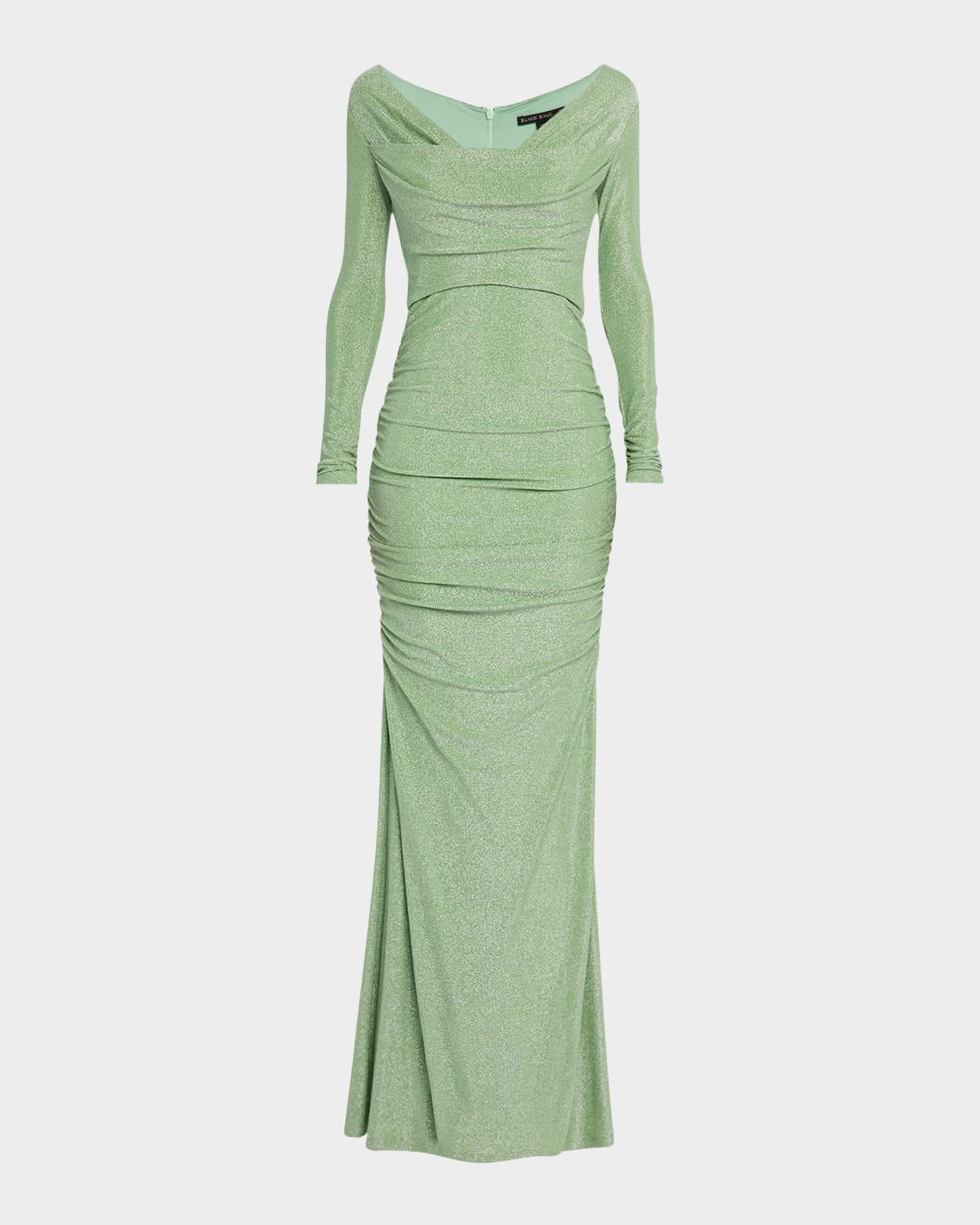 Shop Black Halo Rafaela Cowl-neck Shimmer Column Gown In Pearidise