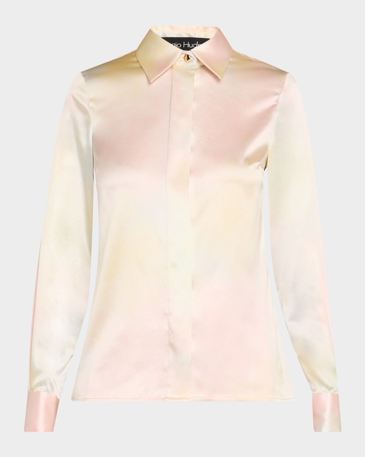 Watercolor Button-Down Silk Blouse