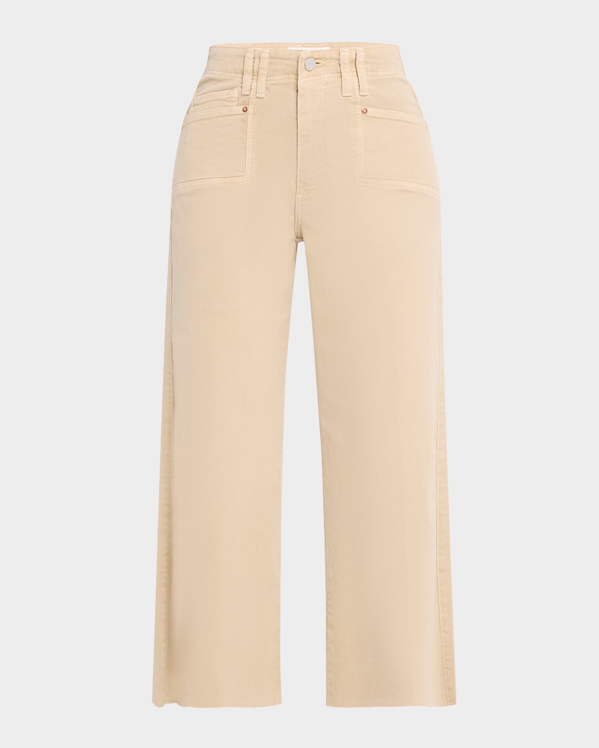 Paige Womens Vintage Camel Tan Cameron Ankle Patch-pockets Stretch-denim Trousers In Vintage Soft Sand