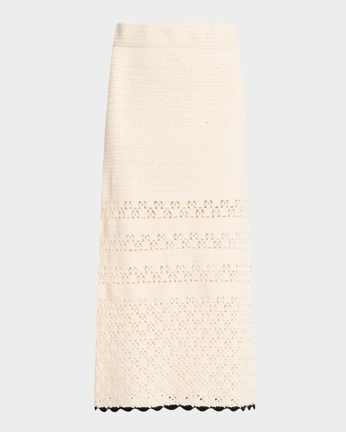 Lucia Scallop-Hem Crochet Midi Skirt
