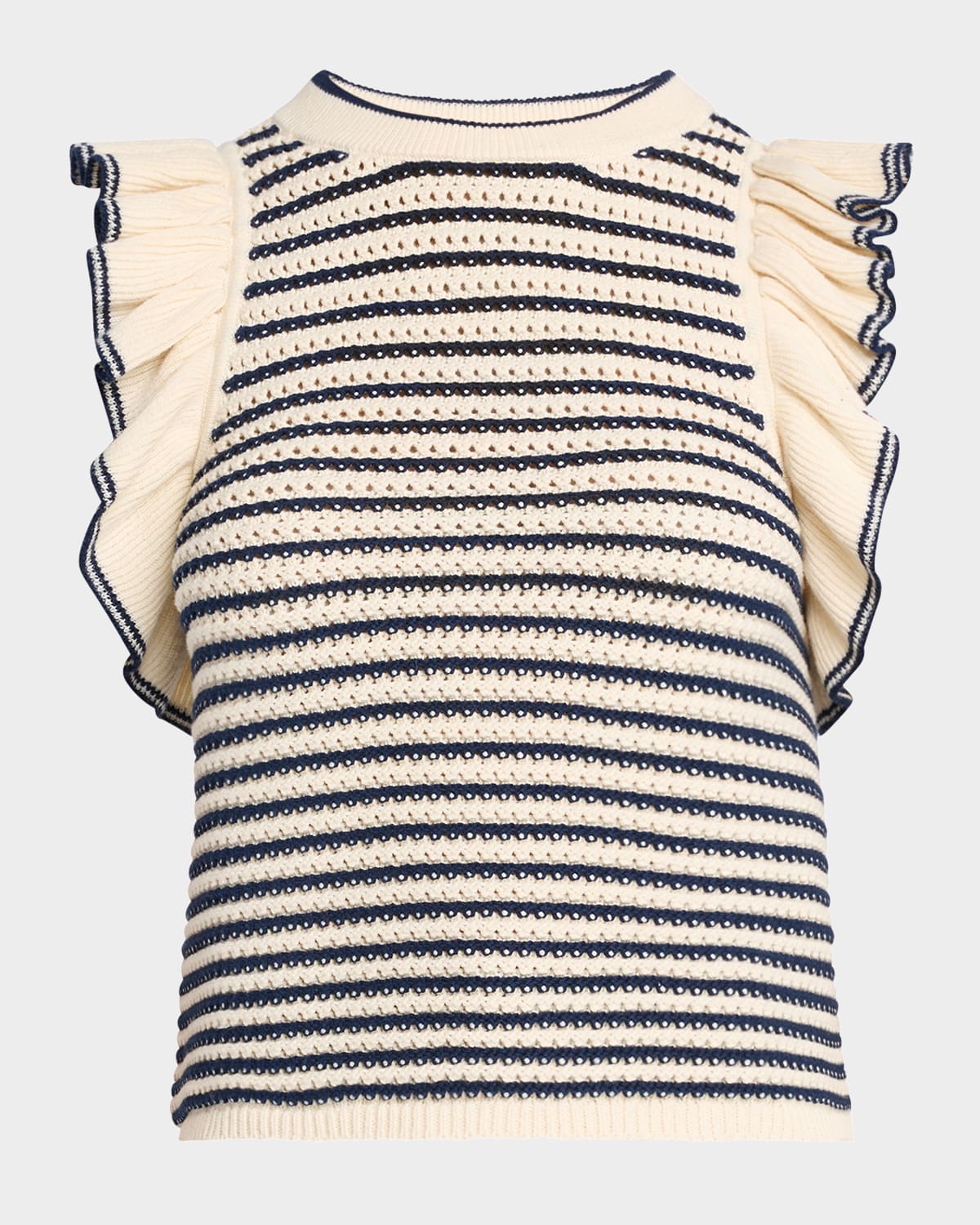 Viola Striped Ruffle Crochet Tank