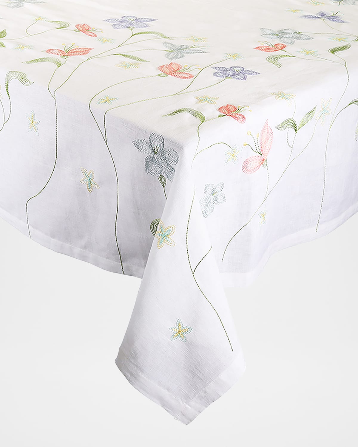 Kim Seybert Vista Tablecloth, 66" X 126" In White/multi