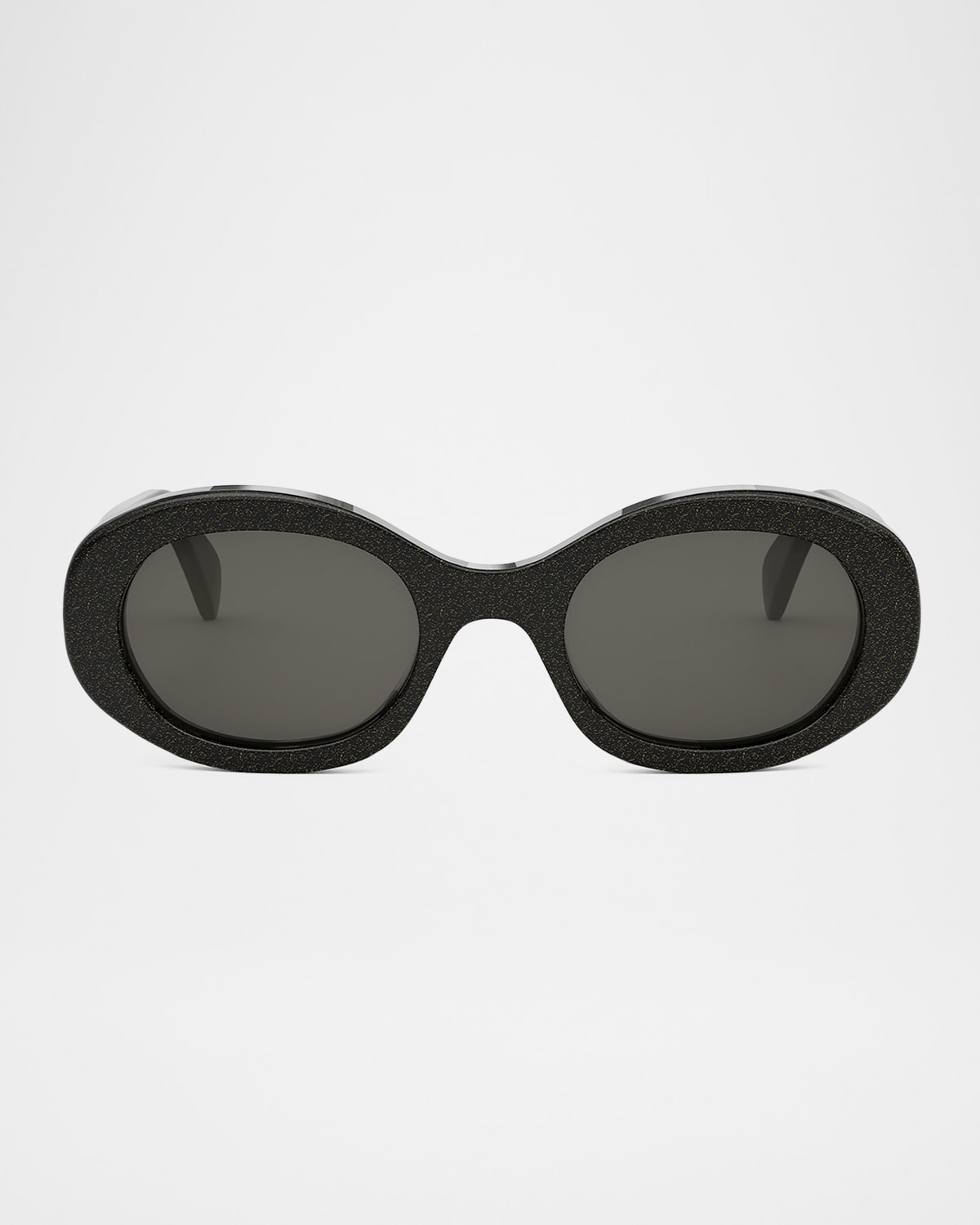 Celine Triomphe Oval Sunglasses In Blkcrysmk