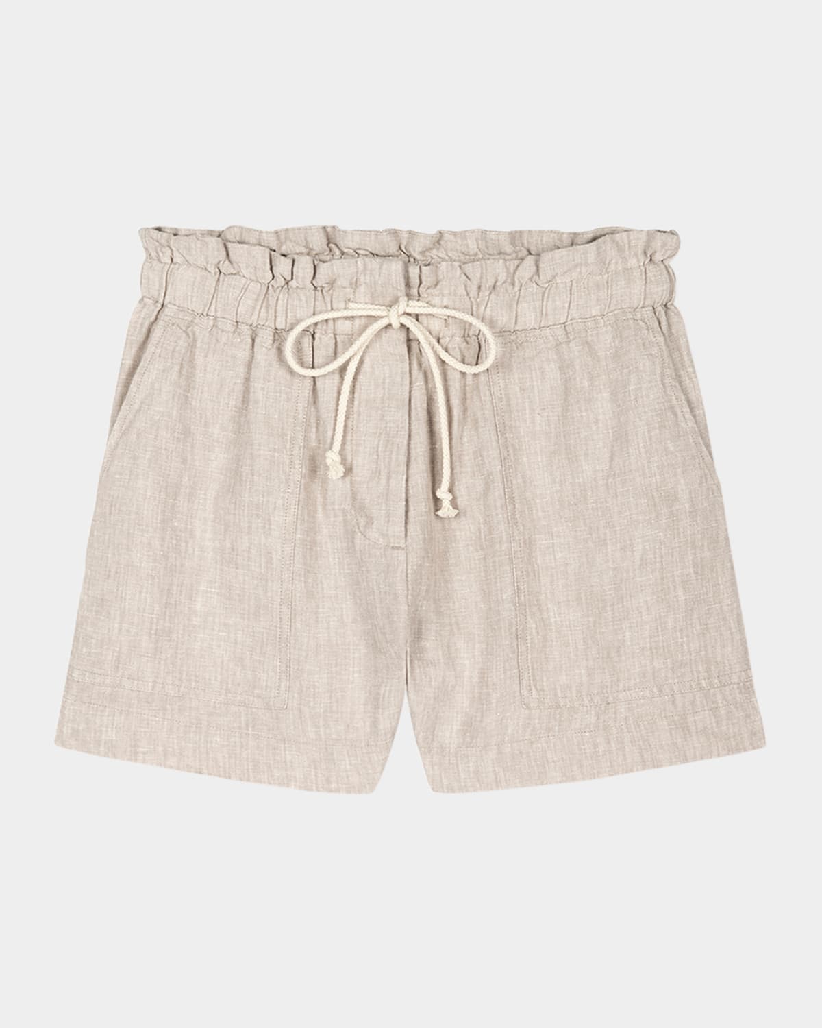 Rails Foster Paperbag Linen Shorts In Heathered Flax