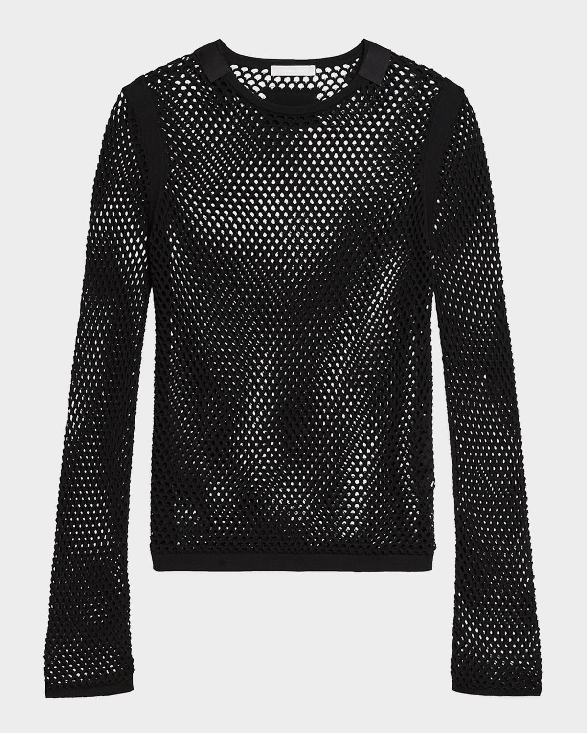Helmut Lang Long-sleeve Mesh Seatbelt Top In Black
