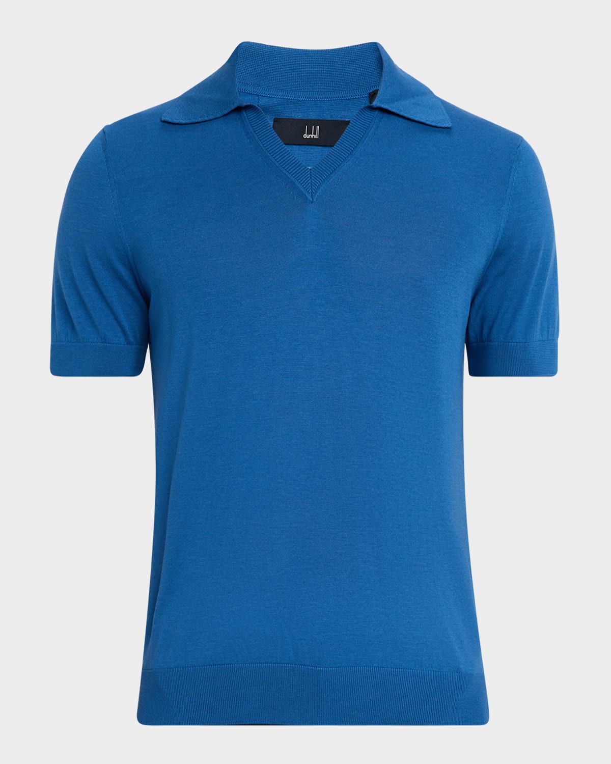 DUNHILL MEN'S COTTON AND SILK JOHNNY COLLAR SHORT-SLEEVE POLO SWEATER 