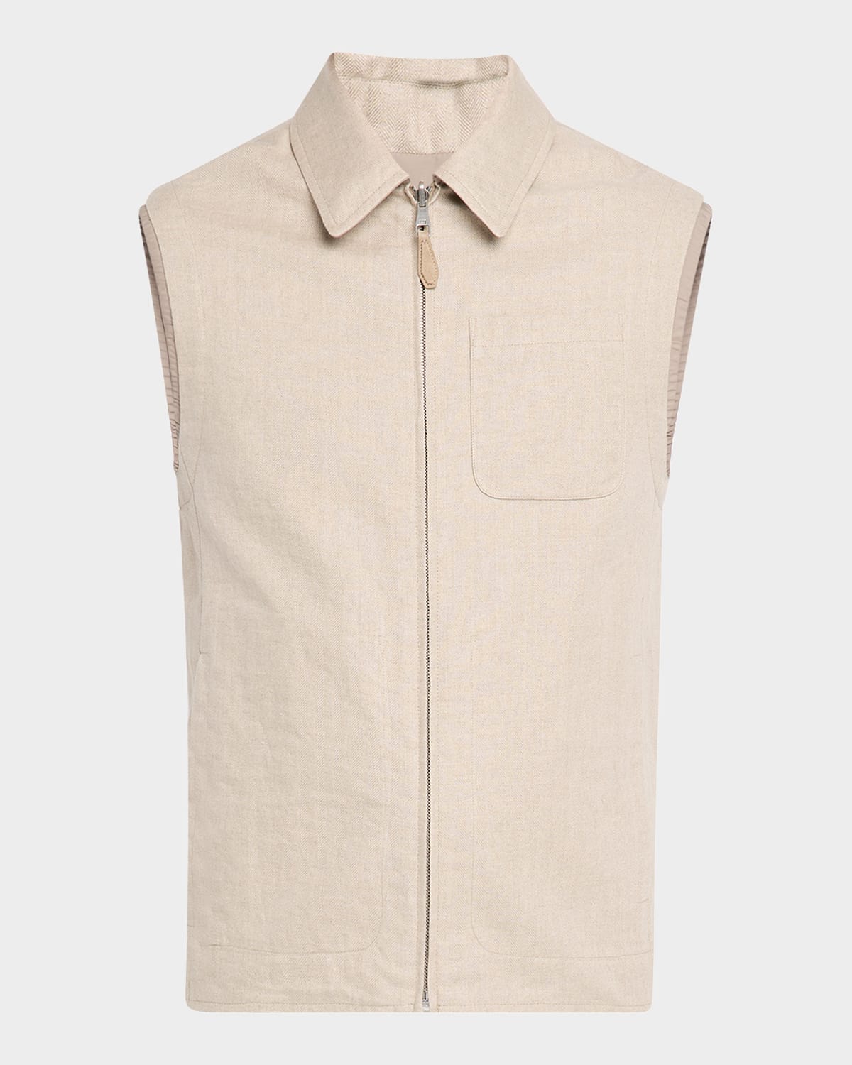 Men's Reversible Linen Full-Zip Vest