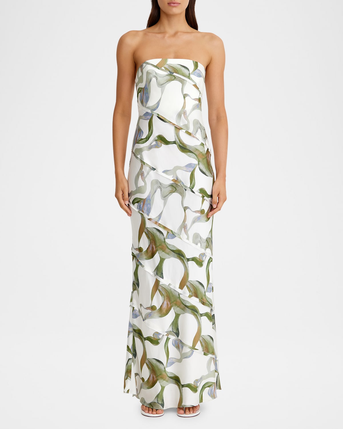 Aurelia Strapless Tiered-Seams Maxi Dress