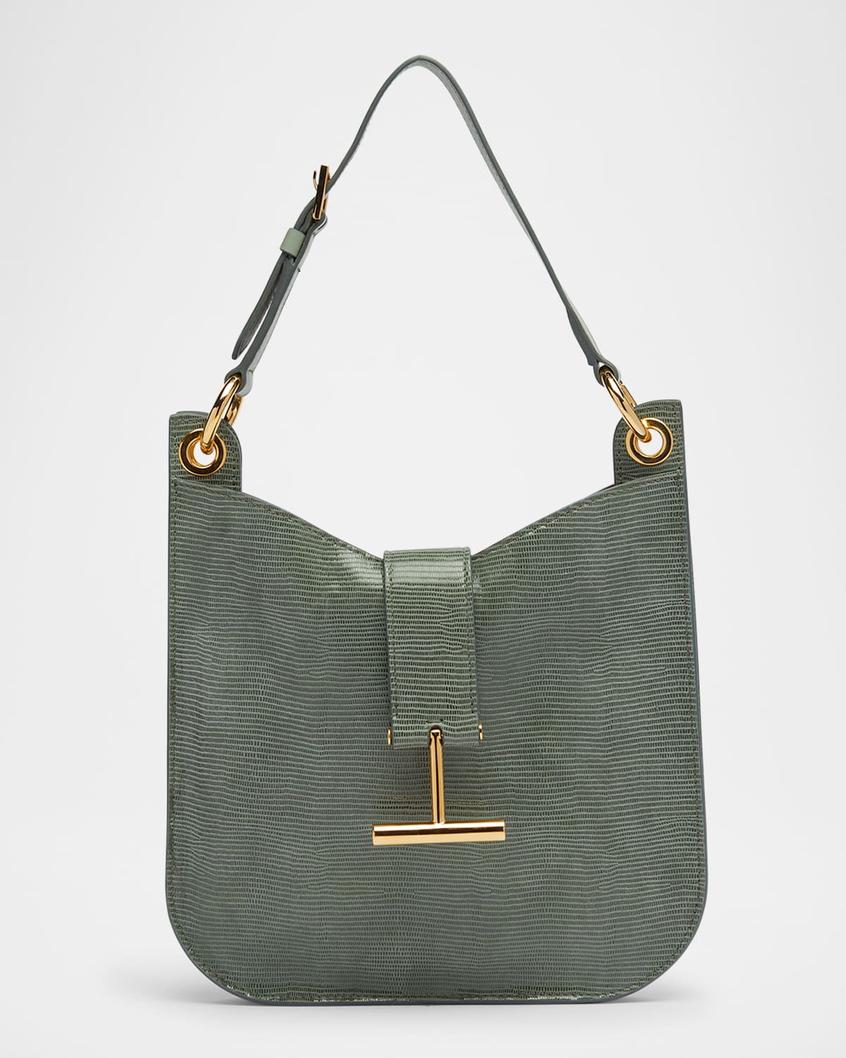 TOM FORD TARA SMALL CROSSBODY BAG IN LIZARD-EMBOSSED SUEDE AND LEATHER 