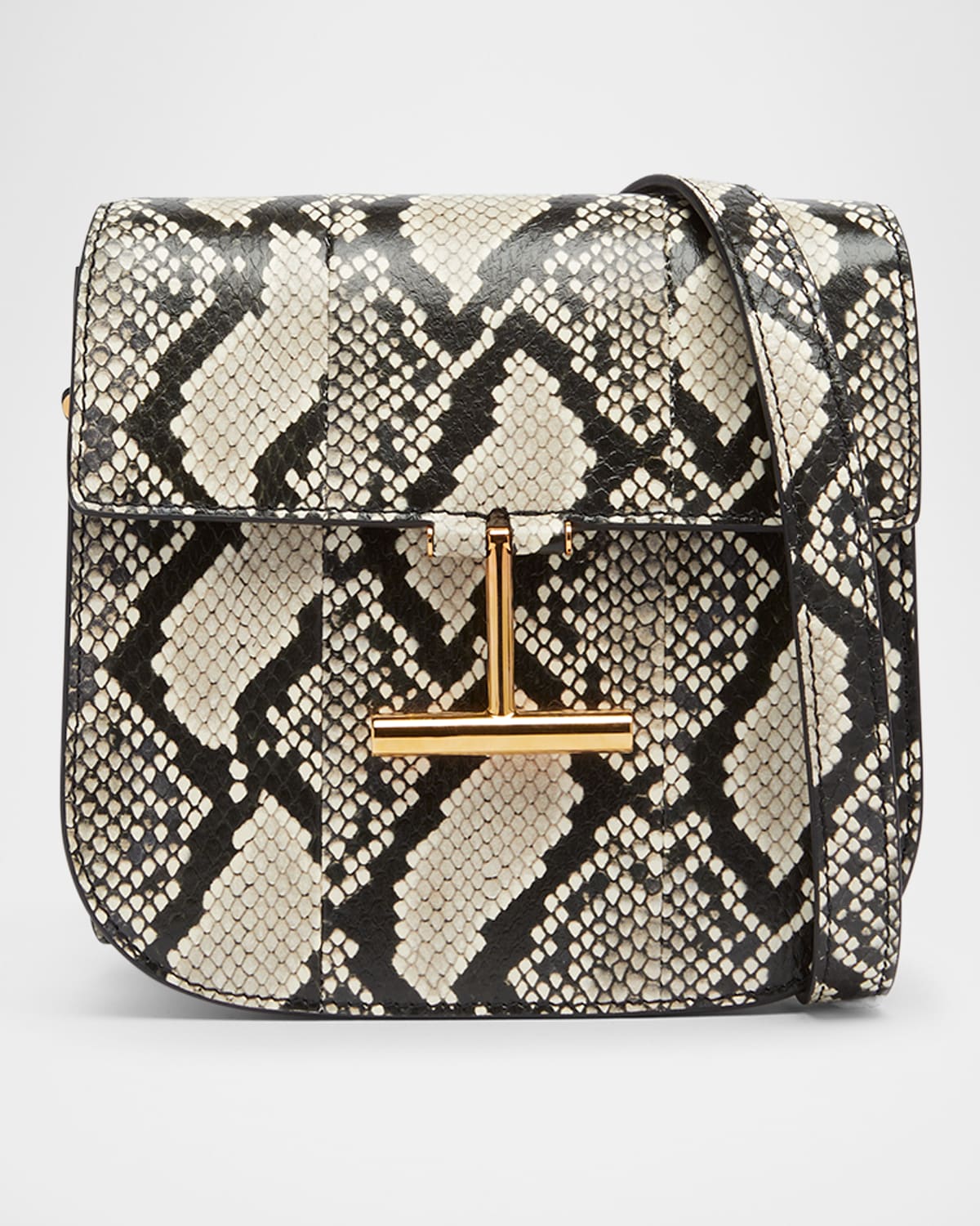 Tom Ford Tara Mini Crossbody Bag In Python-printed Leather In Roccia
