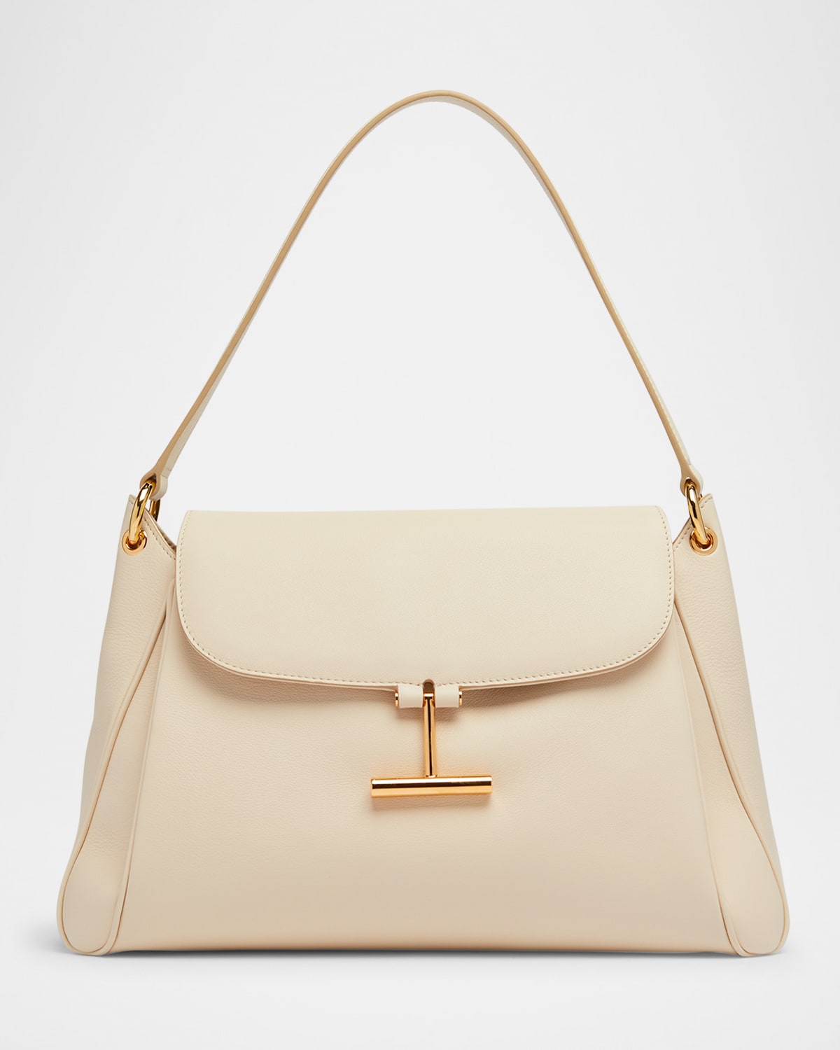 Tom Ford Tara Flap Shoulder Bag In Grain Leather In Cream