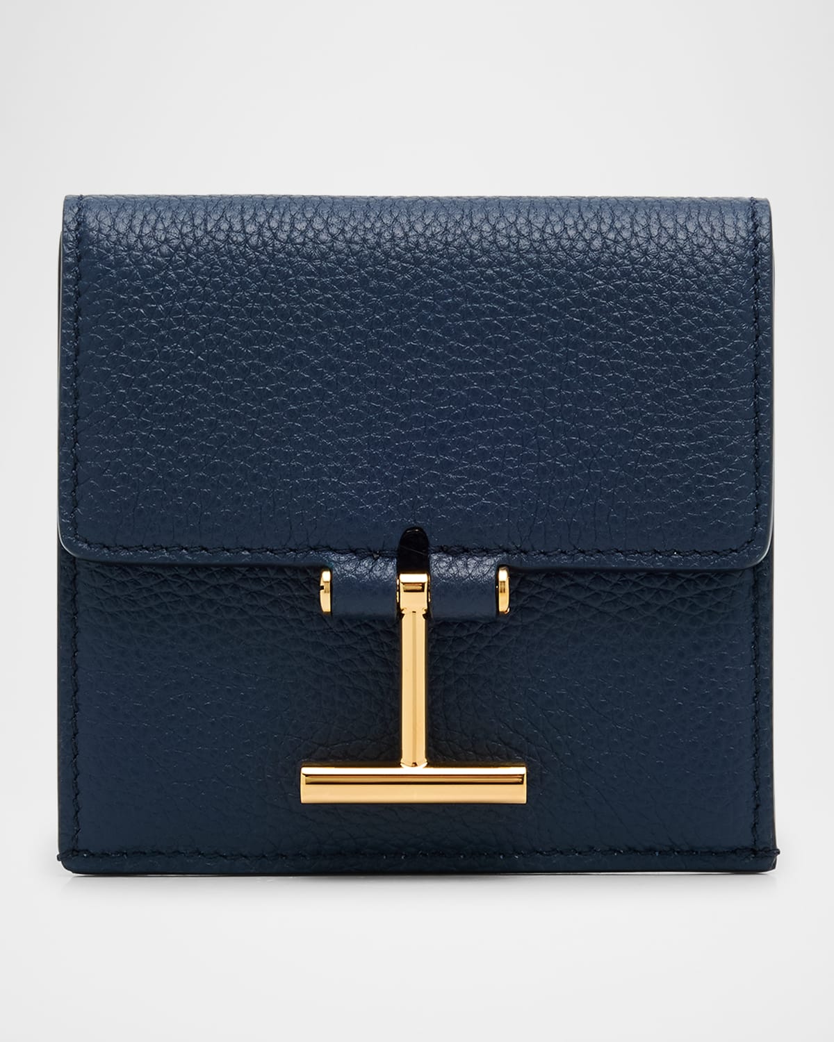 Tom Ford Flap Card Holder In Snake-embossed Leather In Blue