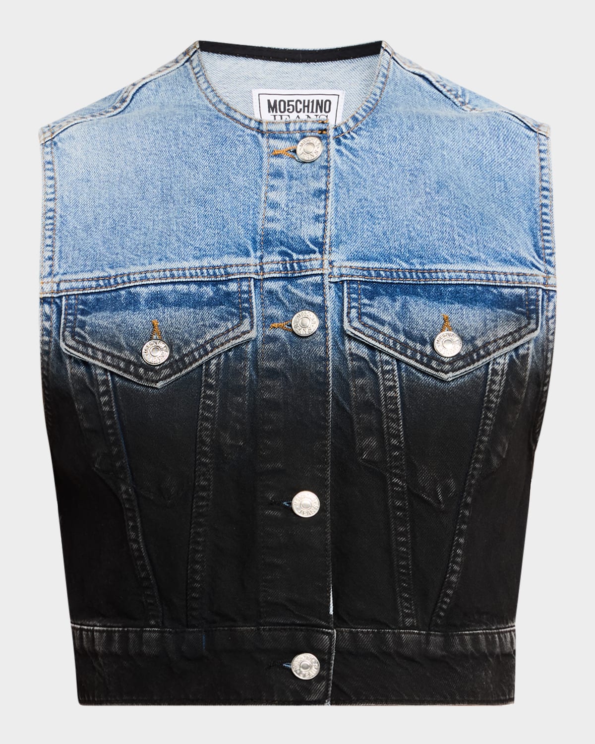 MOSCHINO JEANS CROPPED DENIM SHADOW VEST 