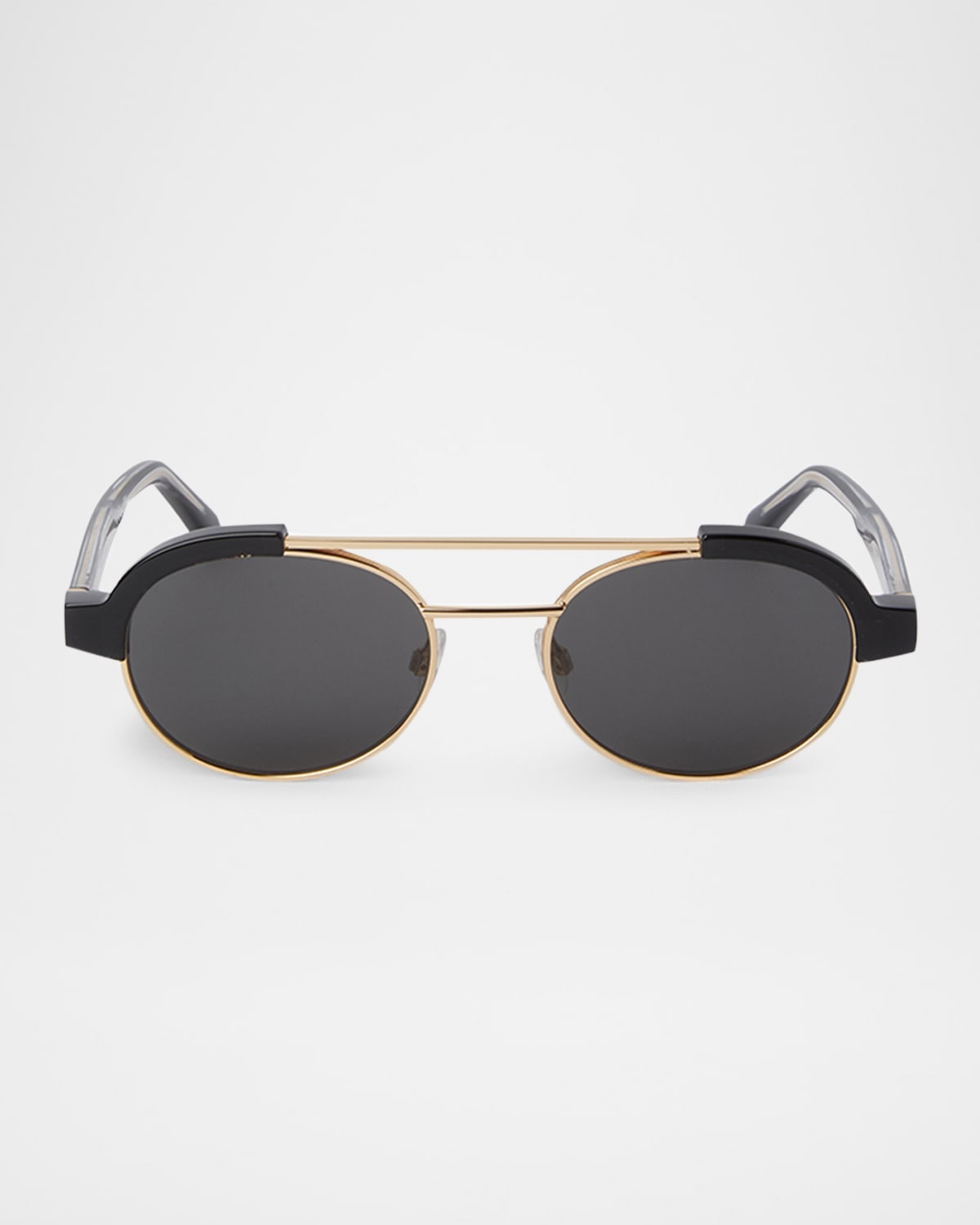 Palm Angels Men's Artesia Acetate And Metal Oval Sunglasses In 11007black Gold Dark Grey