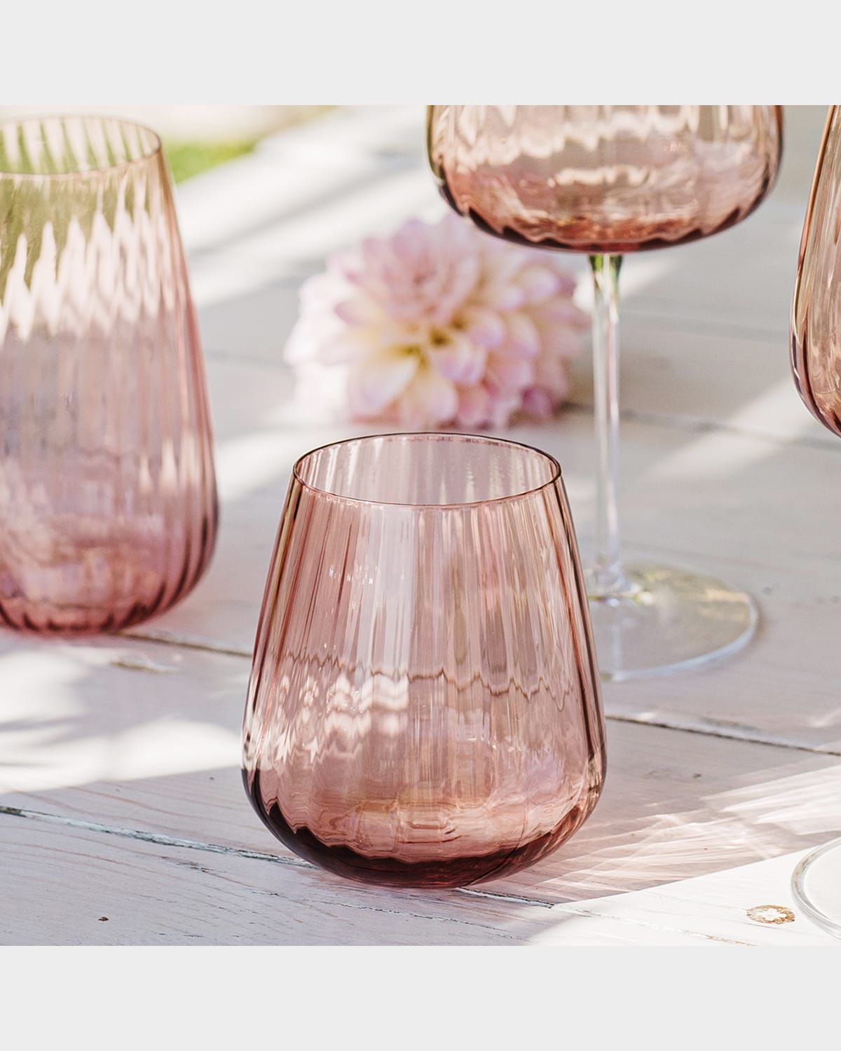 Vietri Francesca Double Old Fashioned Glass, 16 Oz. In Blush