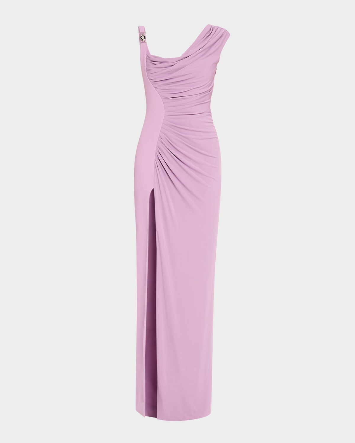Versace Ruched Jersey Gown In Purple