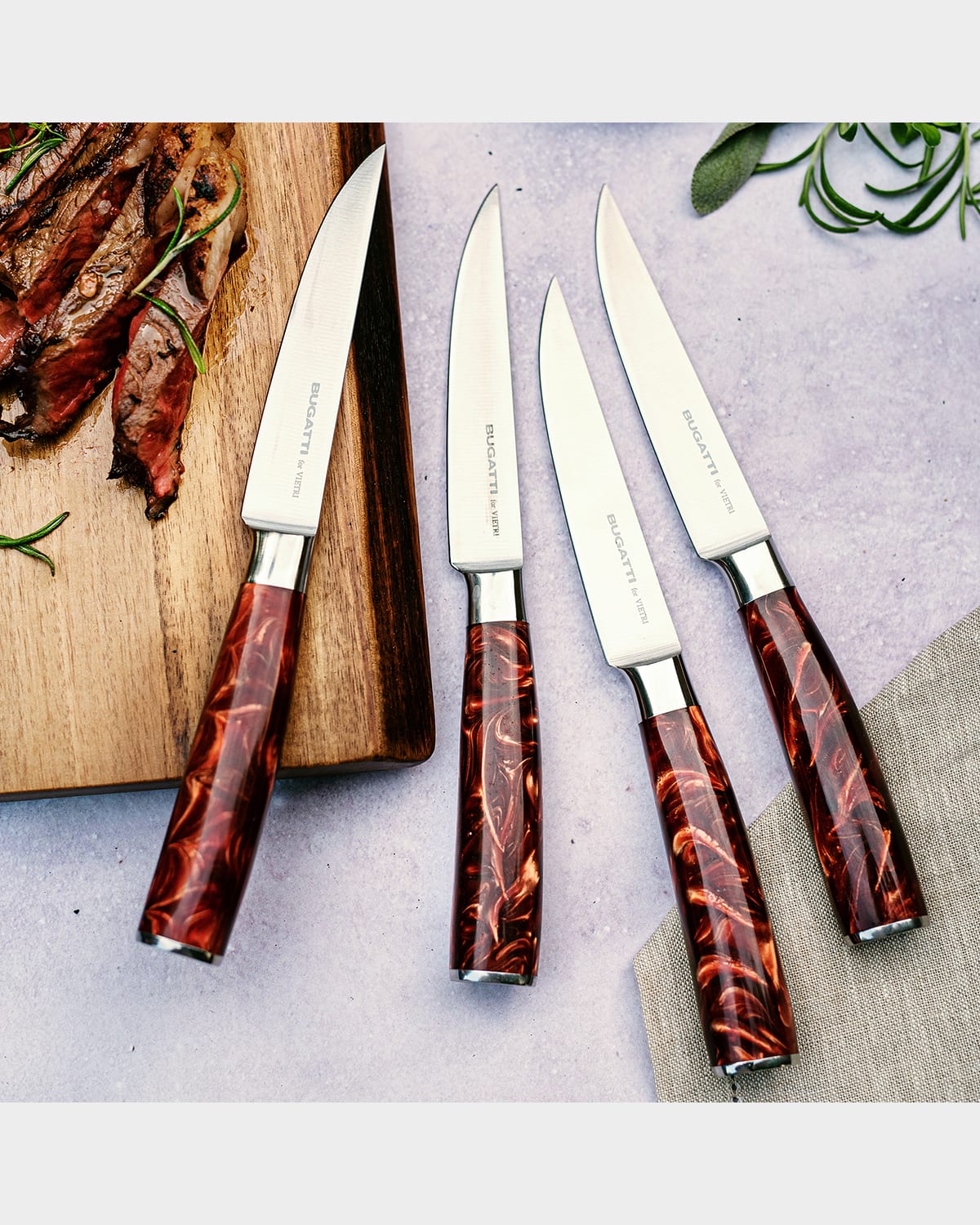 Vietri Coltelli Brown Marbled Steak Knives, Set Of 4 In Brown