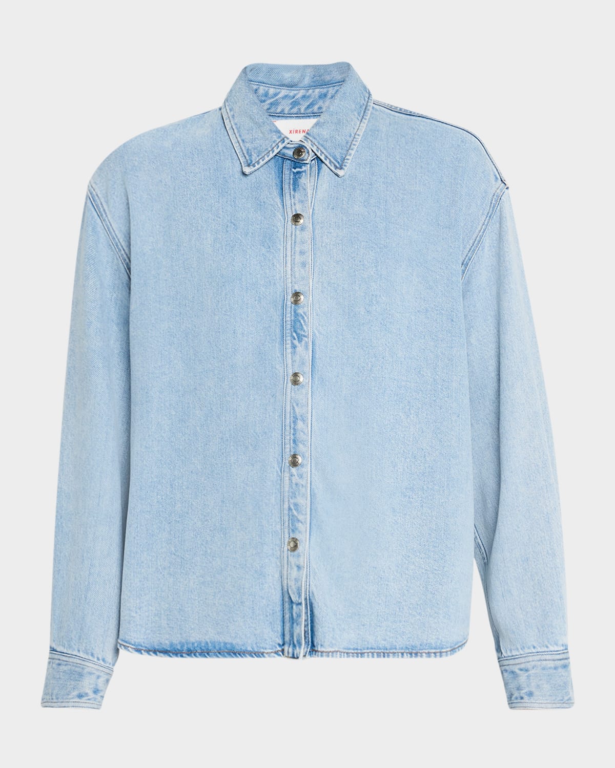 Shop Xirena Gia Collared Chambray Button-front Shirt In Atlantic
