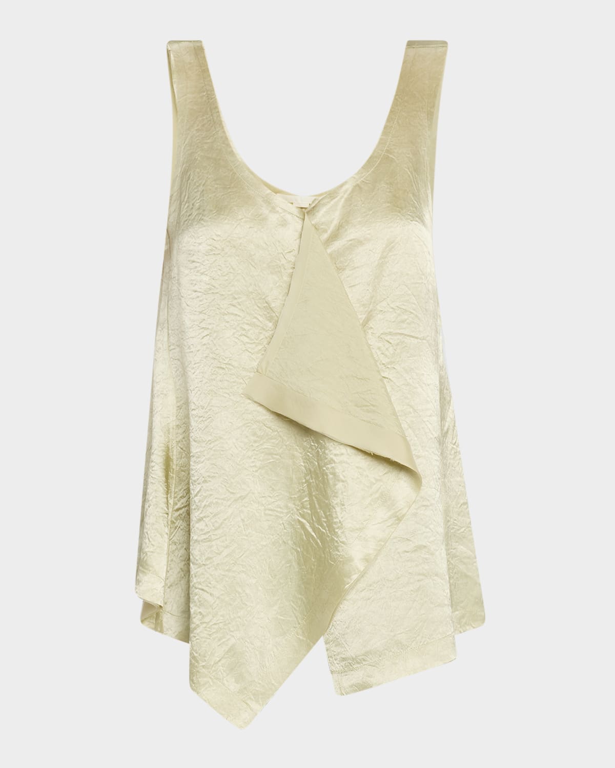 Overlap Crinkle Satin Tank Top