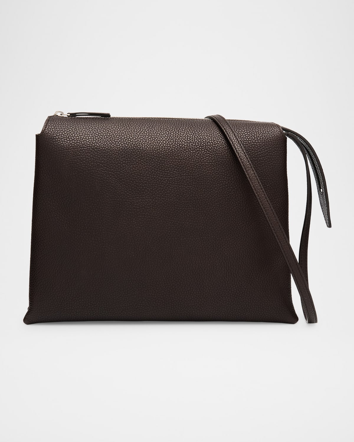 Shop The Row Nu Twin Crossbody Bag In Saddle Grain Leather In Brunette