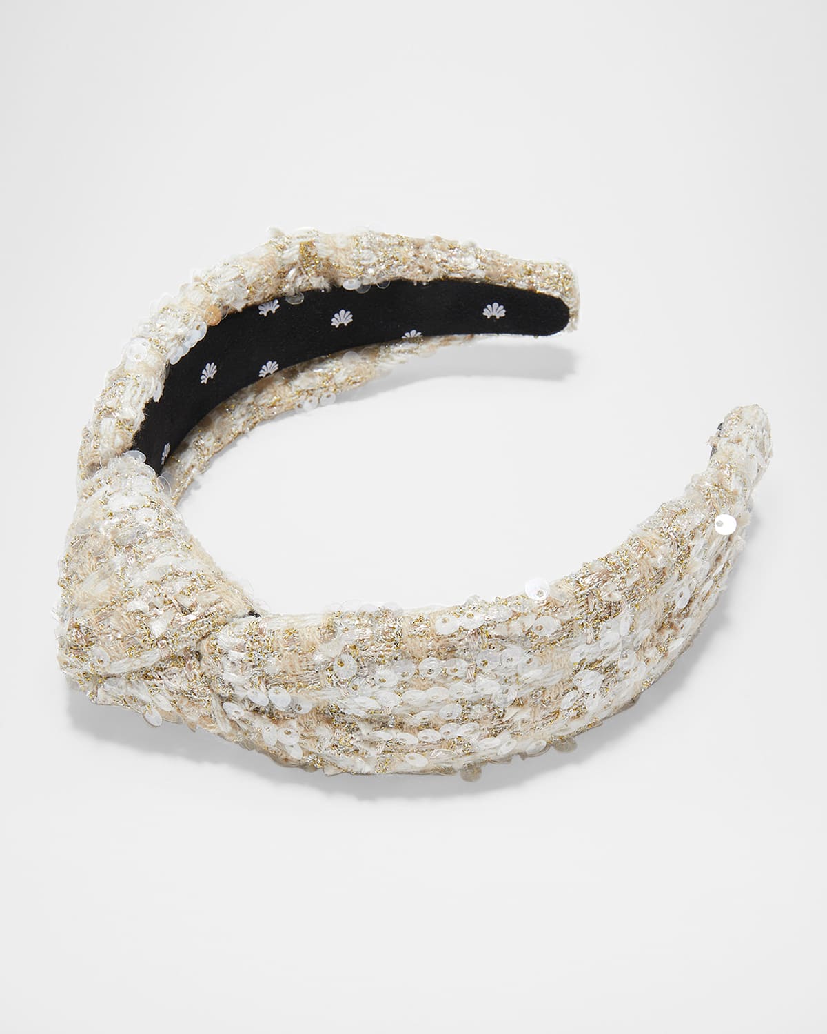 Lele Sadoughi Knotted Sequin Boucle Headband In Champagne 250