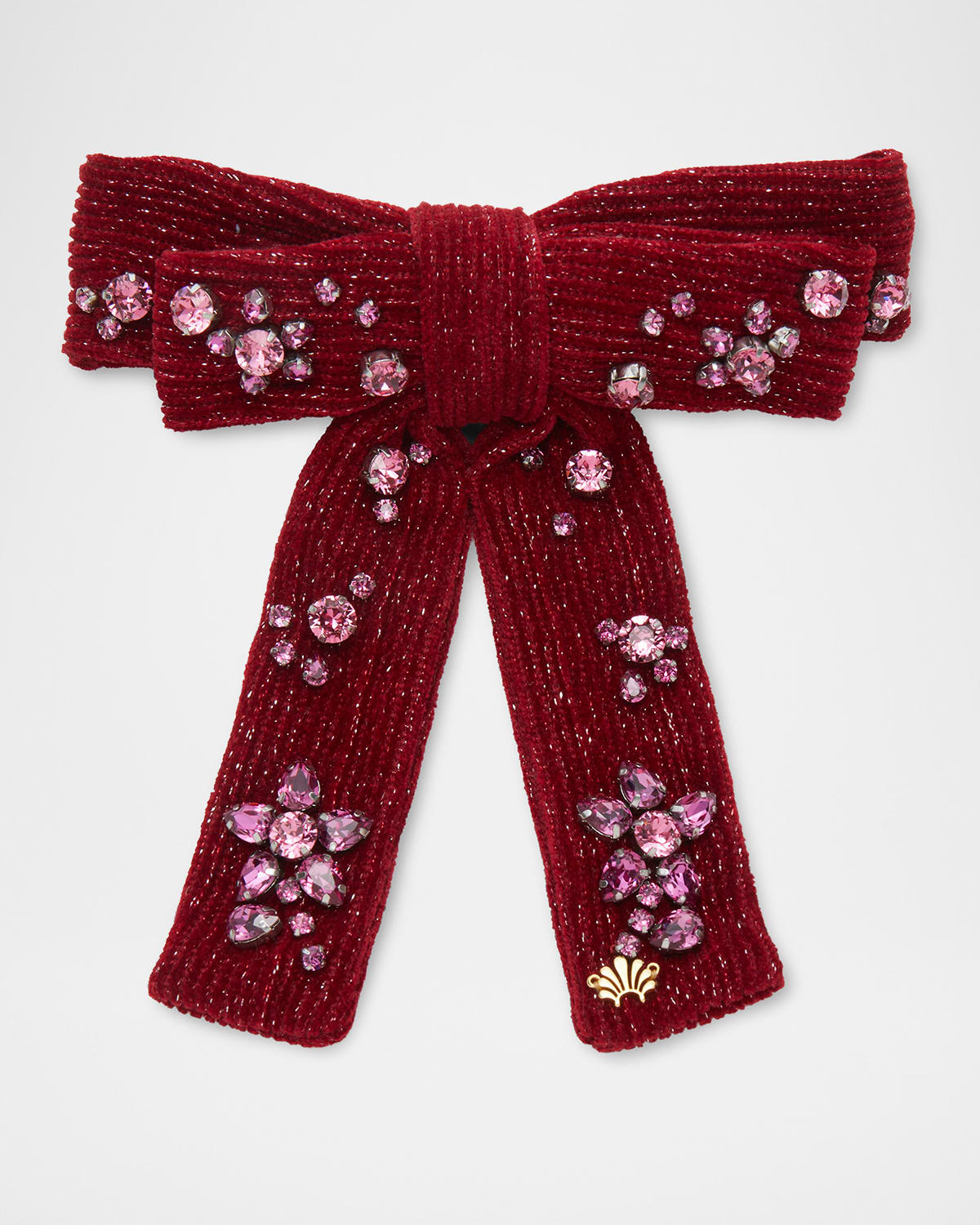Lele Sadoughi Antoinette Swarovski Bow Barrette In Dark Rose 500