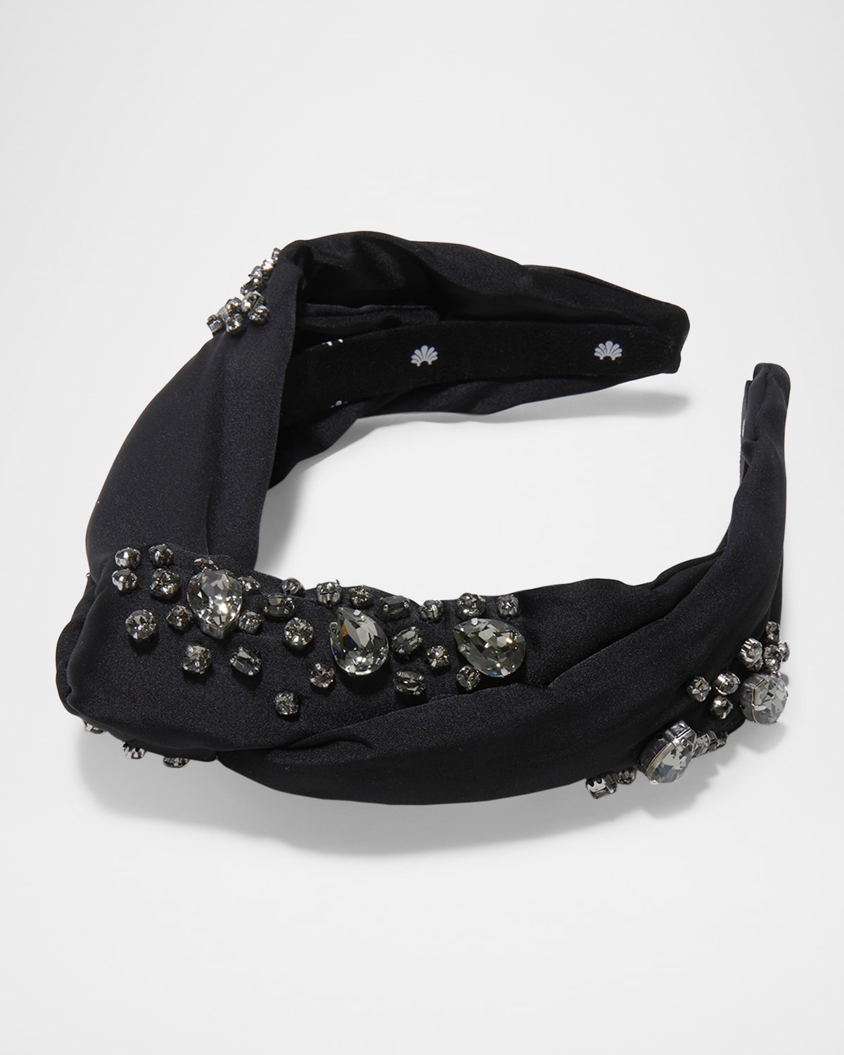 Lele Sadoughi Slim Greta Swarovski Headband In Jet 001