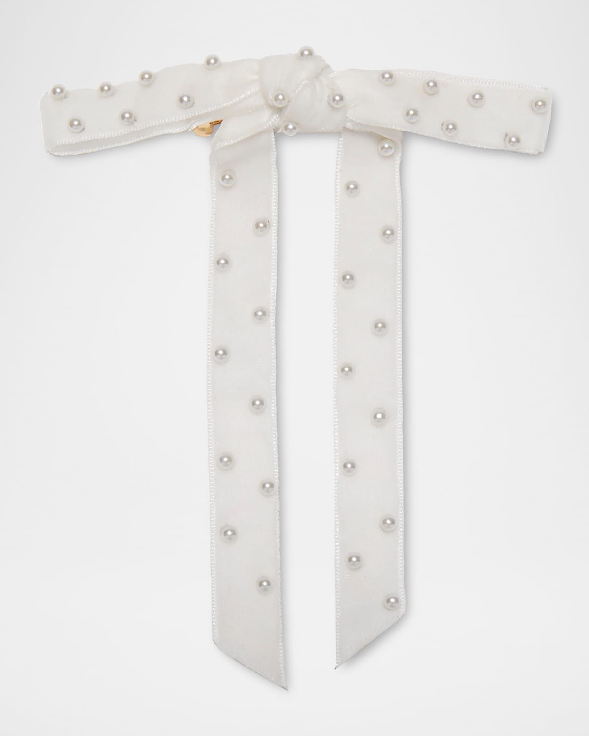 Lele Sadoughi Bardot Faux Pearl Velvet Bow Barrette In Ivory 100