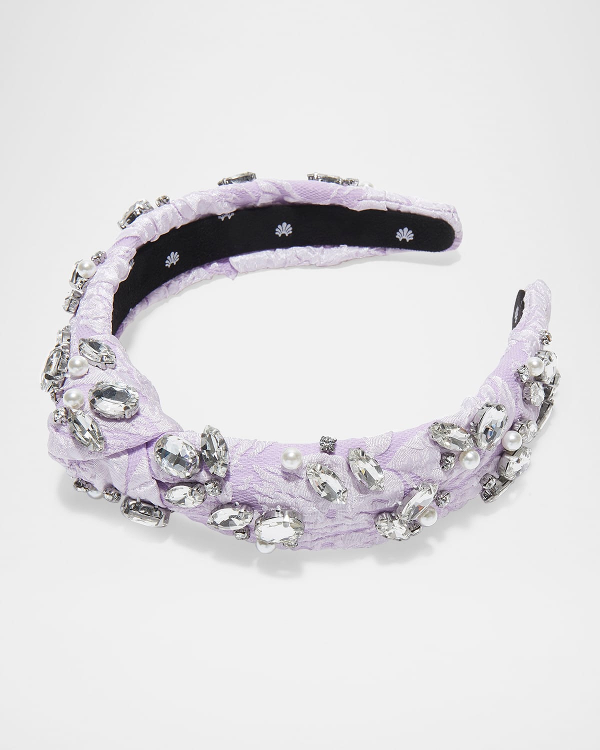 Lele Sadoughi Crystal Cluster Slim Knotted Headband In Orchid 500