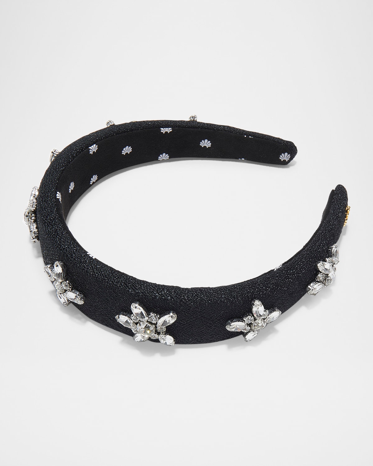 Lele Sadoughi Alice Crystal Star Silk Blend Headband In Jet 001