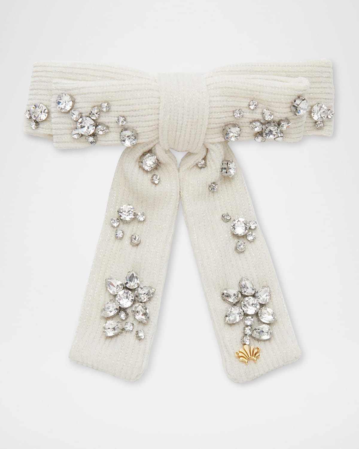 Lele Sadoughi Antoinette Swarovski Bow Barrette In Ivory 100