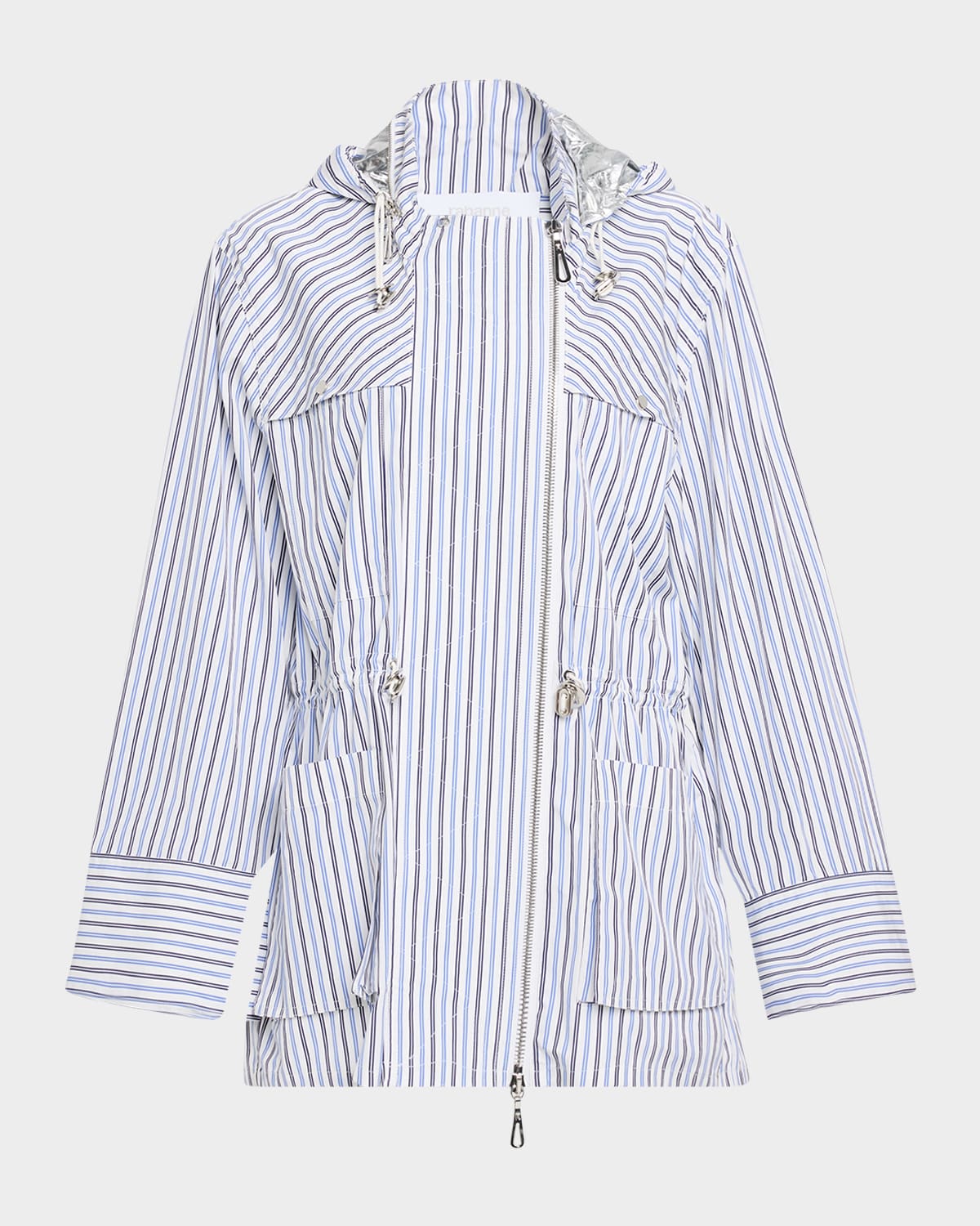 Shop Rabanne Striped Cotton Hooded Zip Jacket